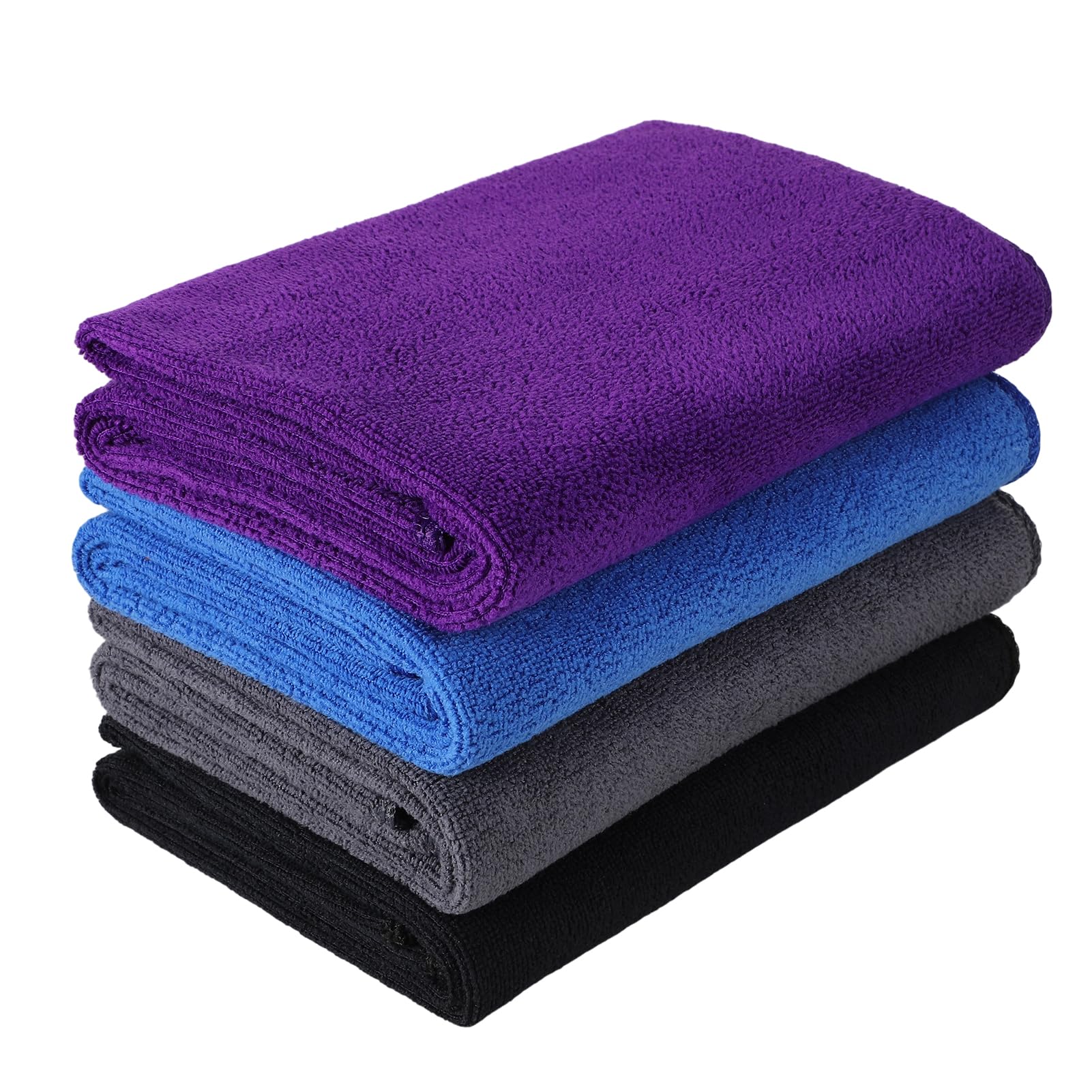 Meng Jiaran Gym Towels, 4 Pack 35 x 75cm Microfibre Sports Towels, Fast Drying & Absorbent Workout Sweat Towel for Gym Yoga Fitness Travel Camping-Black Grey Blue Purple