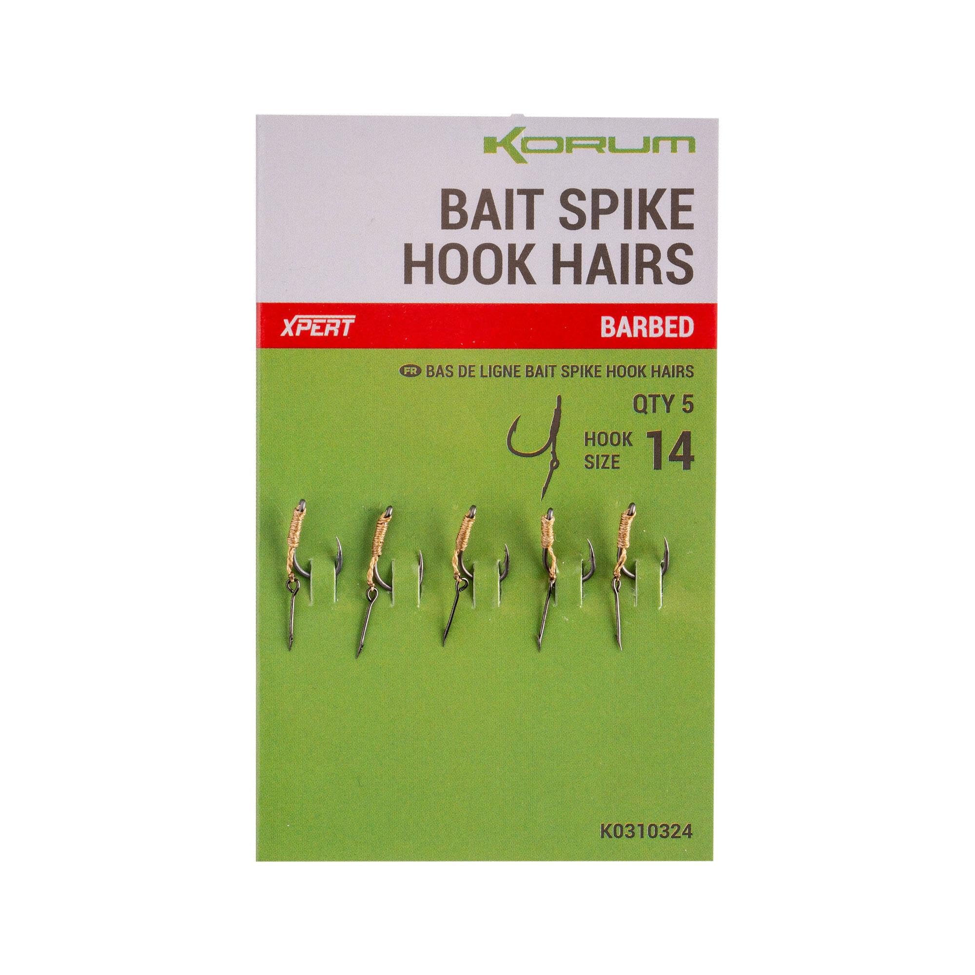 Korum Bait Spike Hook Hairs Barbed Qty 5 (Size 14)