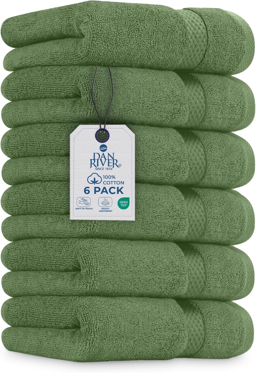 DAN RIVER Luxury Hand Towel – Soft, Absorbent, Quick-Drying, Premium Cotton Towel, Perfect for Everyday Use, 16x28 Inches - Sage Green
