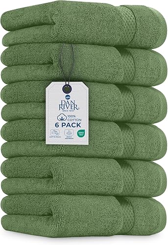 Vista 40 de DAN RIVER Juego de 4 toallas de baño, 27 x 54 pulgadas, 100% algodón, más grandes y ligeras, de secado rápido, súper suaves y absorbentes, toallas