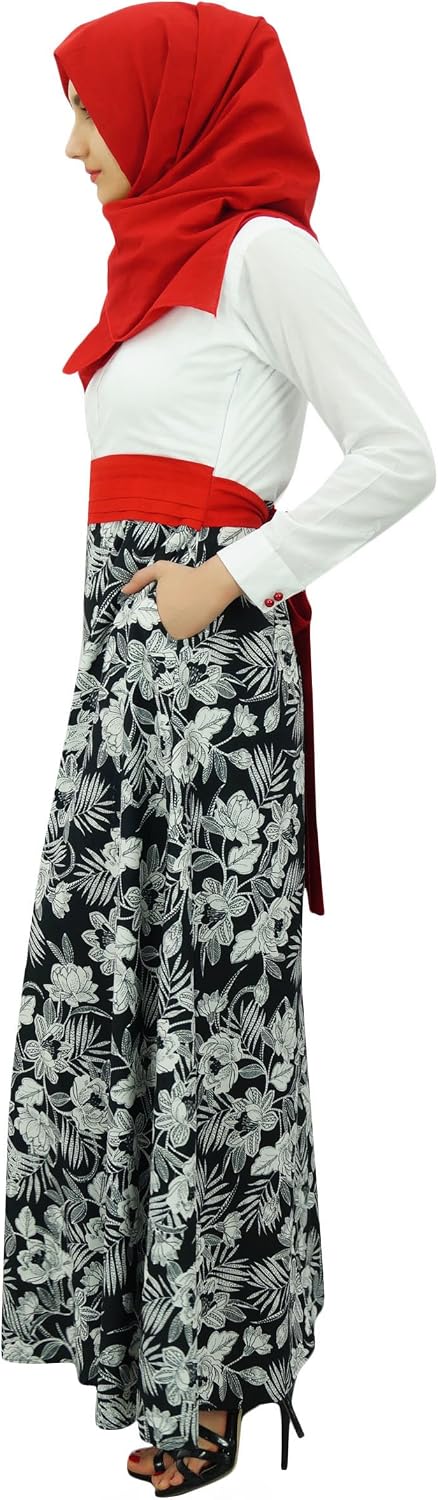 Bimba Womens Jilabab Muslim Abaya Maxi Dress with Hijab Scarf