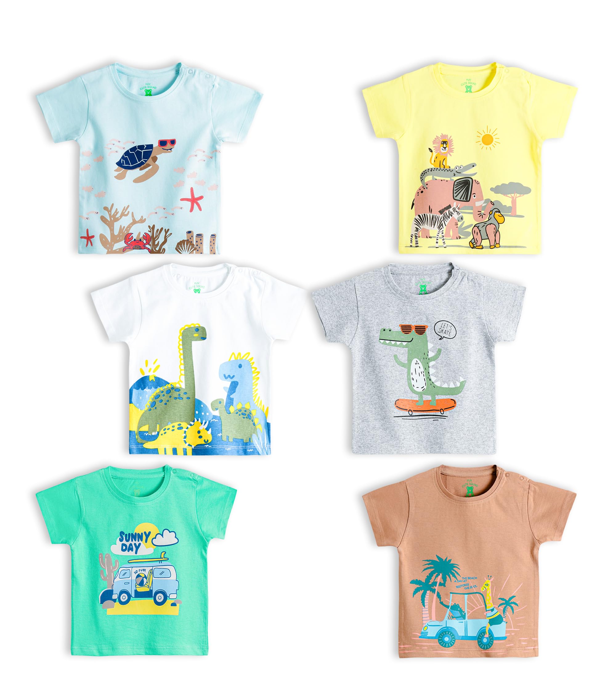 YUV Baby Boy's & Baby Girl's Regular Fit T-Shirt (Pack of 6) (IB
