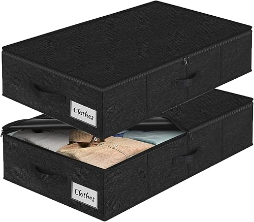 Miniatura 1 de Contenedores de almacenamiento para debajo de la cama, 2 unidades, organizador de almacenamiento de ropa plegable de perfil bajo con tela ultra