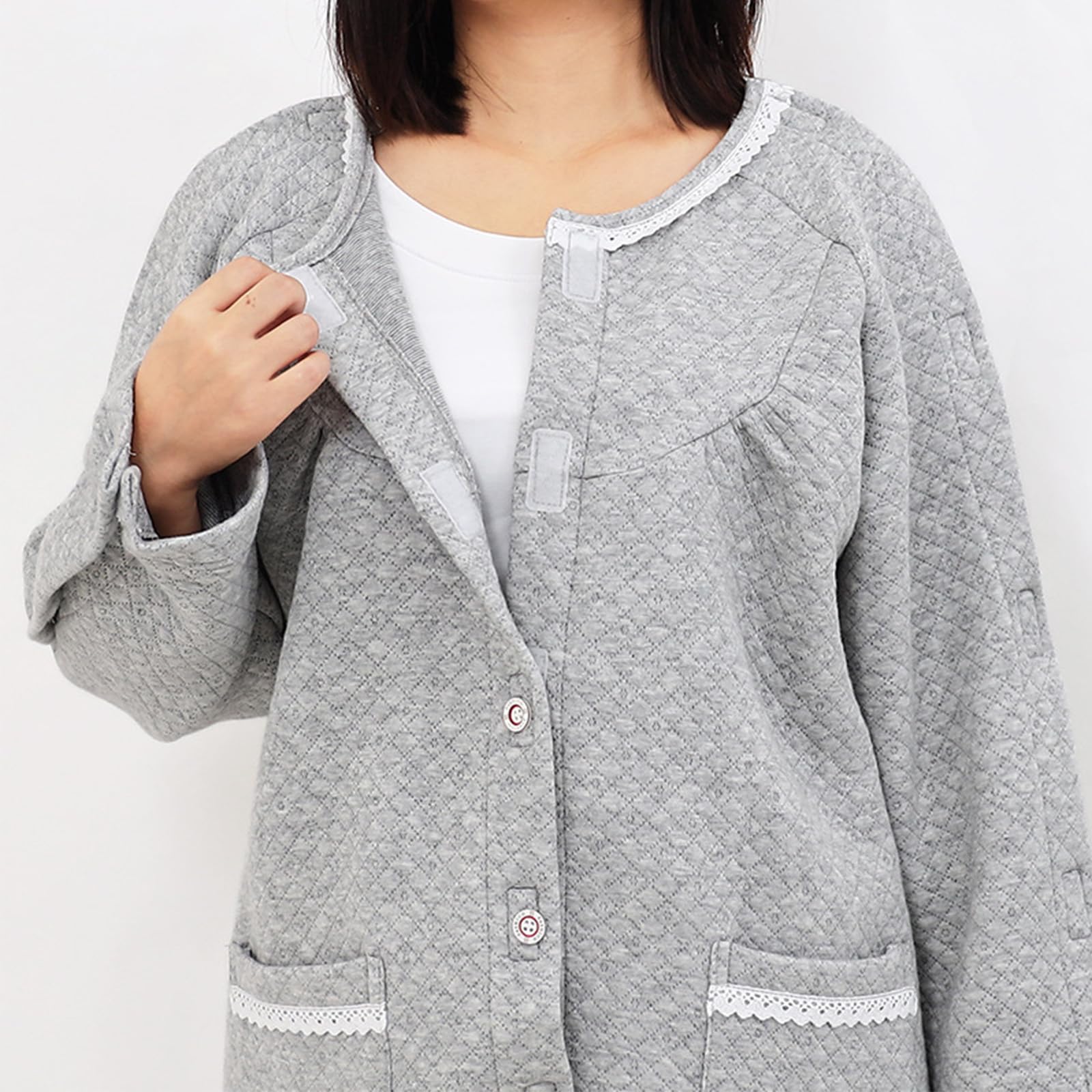 ApuaVireo&Co Komplet bielizny dla pacjentów leżących, komplet piżam bawełnianych z możliwością oderwania, zestaw bluzek i spodni do karmienia(Pink,XL)