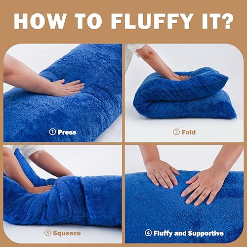 Vista 138 de DOWNCOOL Almohada grande de cuerpo completo, transpirable, para los que duermen de lado, suave, larga, para adultos, 20 x 54 pulgadas, color gris