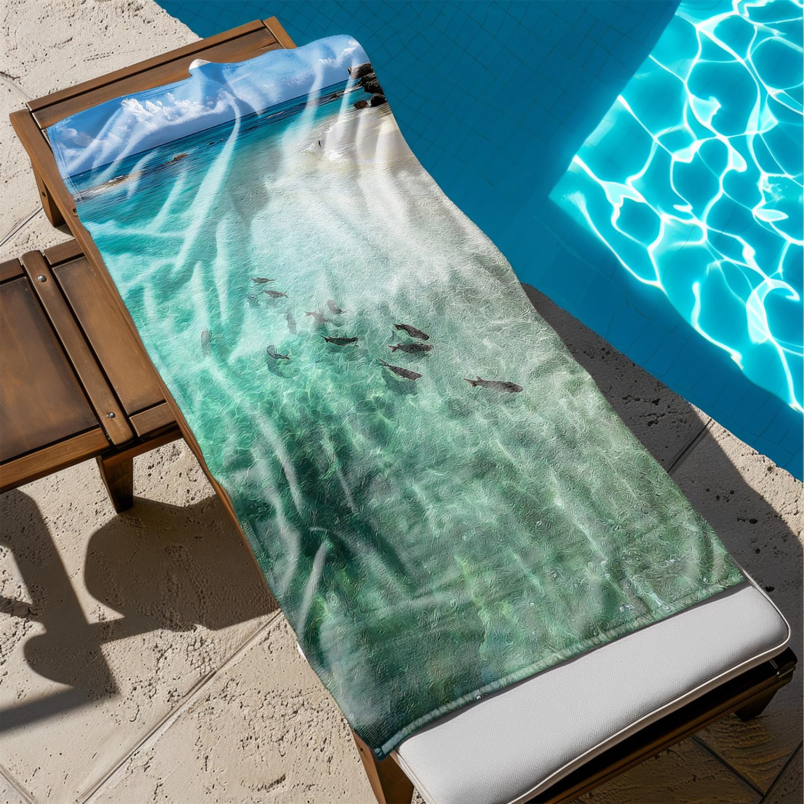 Beach Towel Ocean, Fish Microfibre Towel for Women Men,Gym Towel for Travel Swim Camping,Quick Fast Dry,Travel Essentials,Swimming