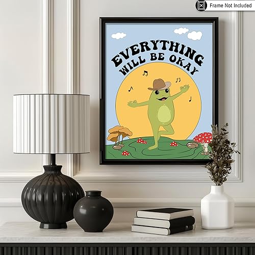 Miniatura 3 de Poster Master Póster Everything Will Be Okay, impresión retro de ranas bailarinas, arte de hongos, arte de preparación, arte musical, arte de citas
