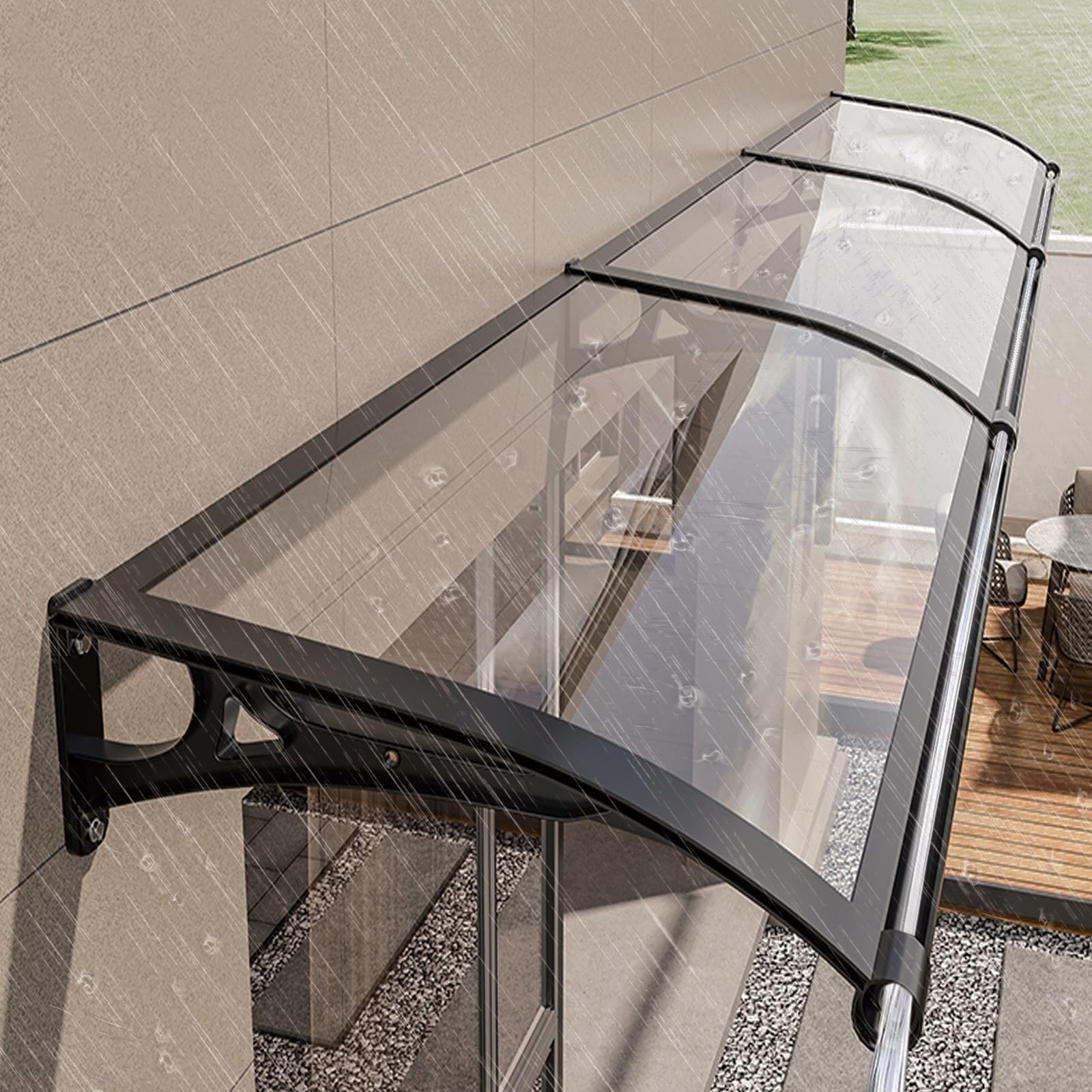 Exterior modern overhang awning for windows,front door awnings,awning for door entrance with Aluminum Bracket,polycarbonate awning & canopies,with rain gutters,rain snow UV Protection. ( Size : L80*W2