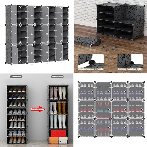 Miniatura 7 de Armario de almacenamiento de zapatos portátil de 9 niveles, organizador de zapatos desmontable con capacidad para 72 pares de zapatos con puertas
