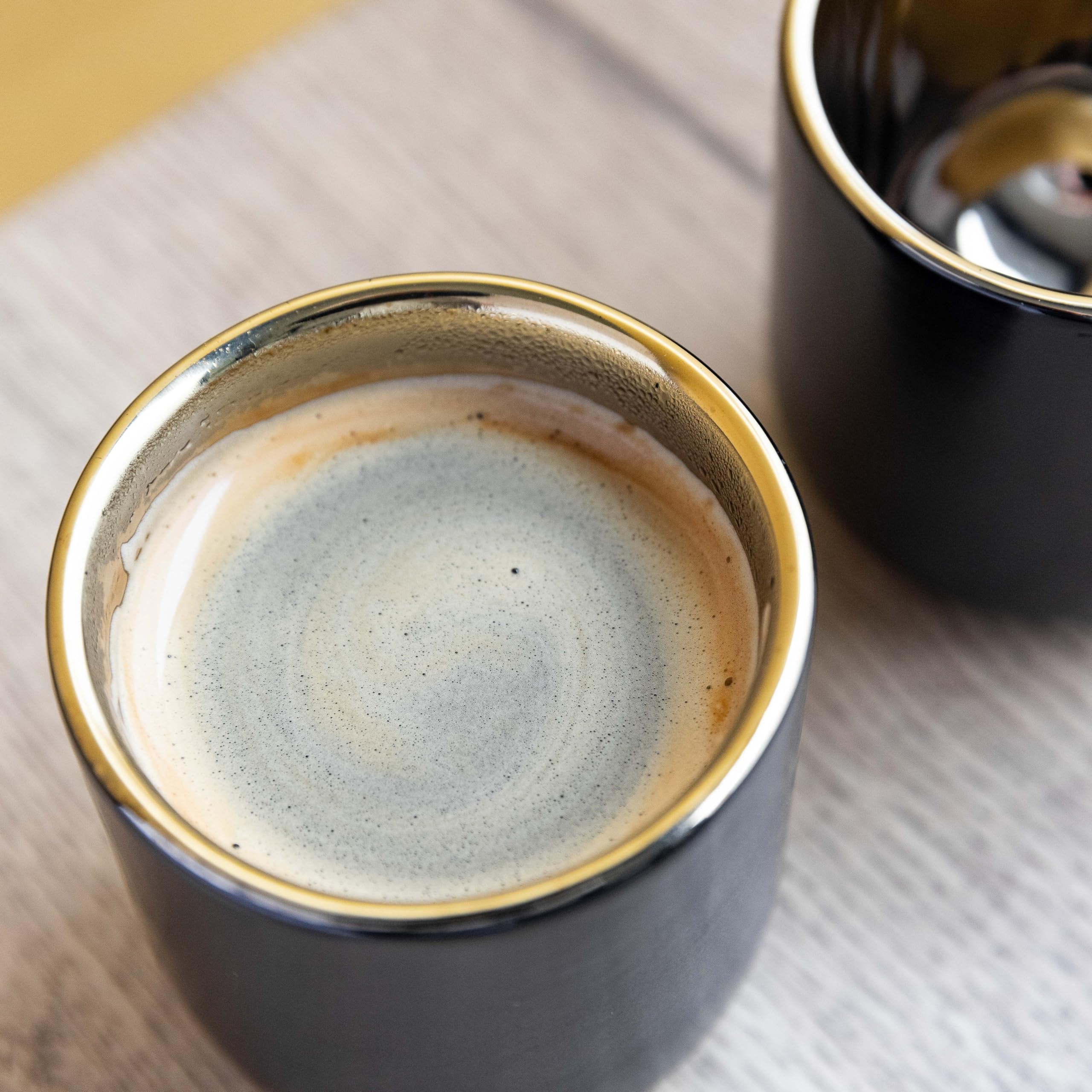 La Cafetière Kubki do espresso z podwójnymi ściankami, zestaw dwóch sztuk, 70 ml, czarne, LCDWMUG702PC