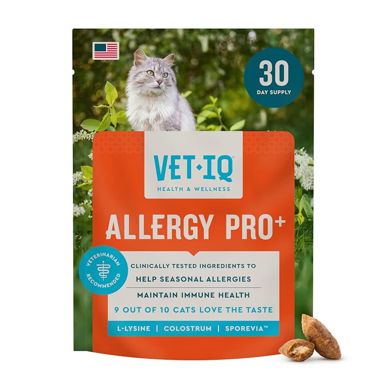 Suplemento para gatos VETIQ Allergy Pro+ com L-Lisina, colostro, óleo de peixe e probiótico, 105 g