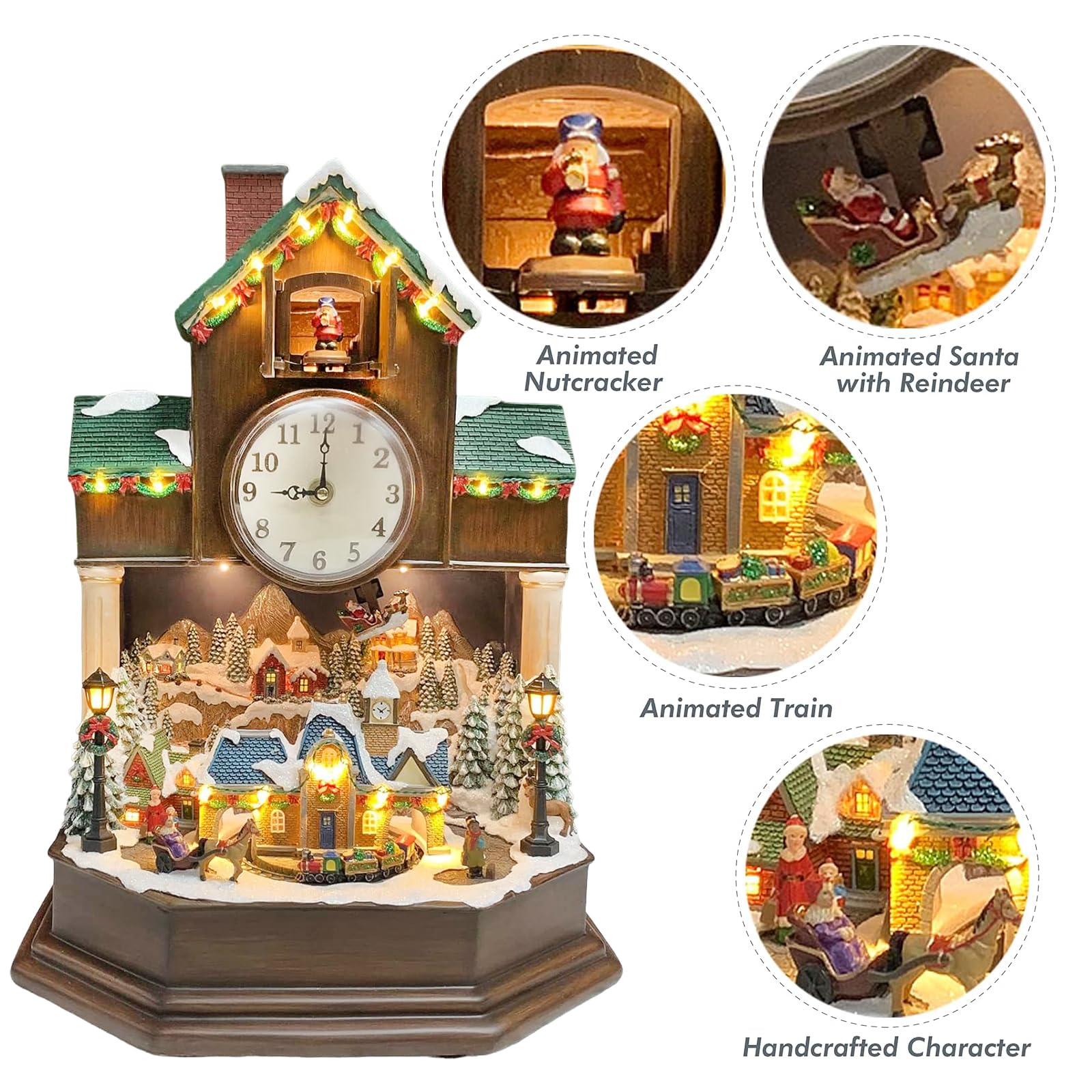 クリスマス装飾カッコウ時計、クリスマスビレッジシーン、LEDライト、音楽、 Amazon.co.jp: MOMENTS IN TIME 17インチ クリスマス鳩時計