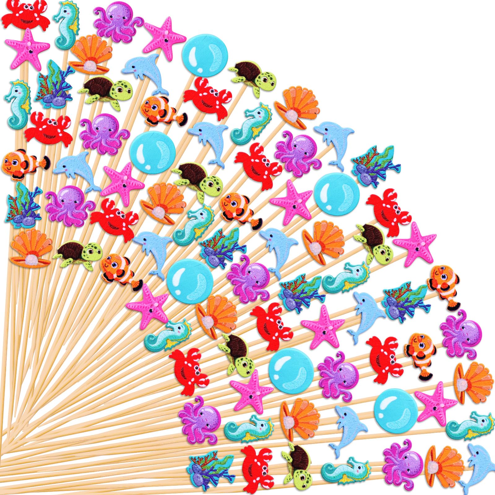 240 Counts Cocktail Picks Decorative Toothpicks Wooden Appetizer Skewers Cocktail Sticks Bamboo Cocktail Picks for Drinks Appetizer Food Fruits Dessert Birthday Baby Shower Fall Party Supplies