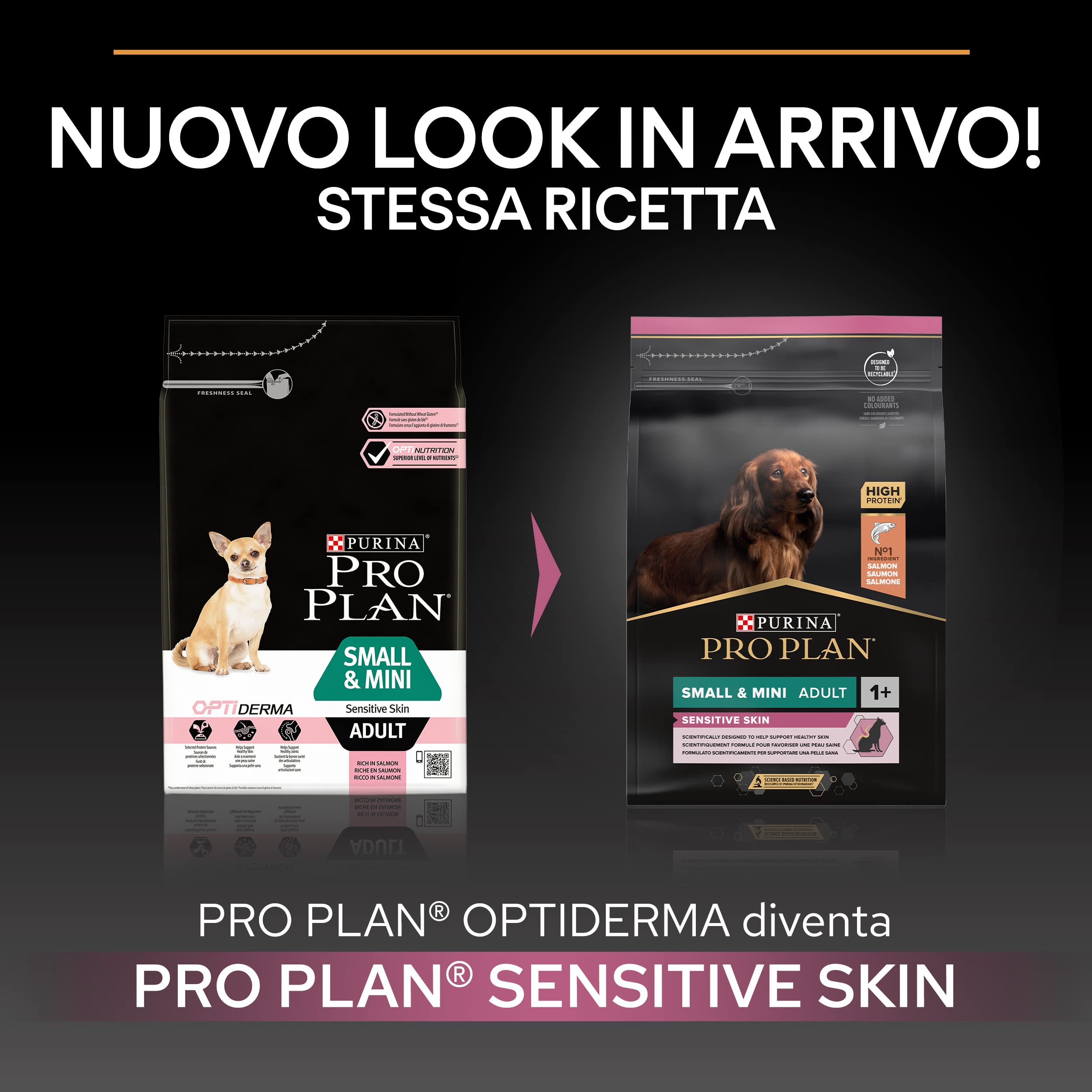 Purina Pro Plan Small Derma Pienso para Perro pequeño, Mini, Adulto, Piel y Pelaje con Salmón, 8 bolsas de 700g