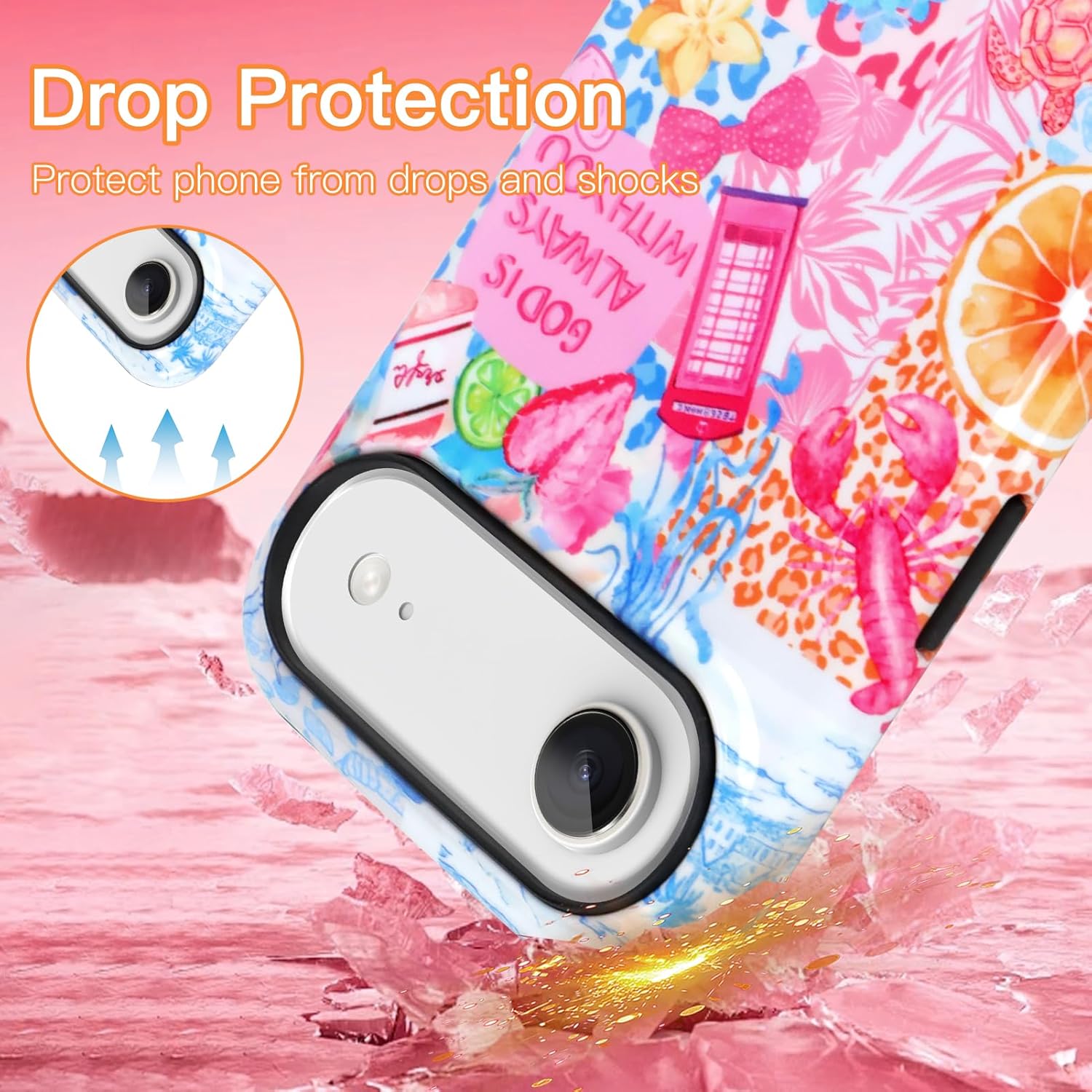 KANGHAR Case for iPhone Air Compatible with Magsafe Summer Collage Coastal Scratch Resistant Hybrid 2-Layer Hard Protective Phone Cover for Girl Women Boy Men 6.7 Inch Pink