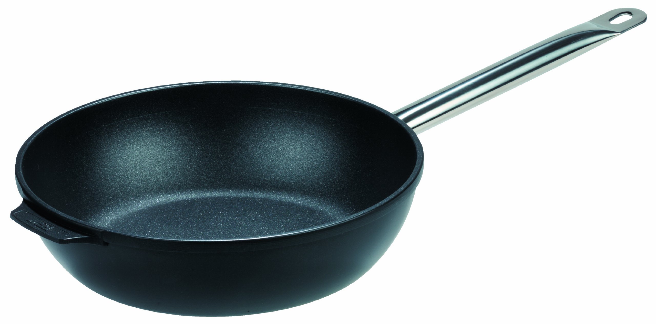 GSWStahlwaren GmbH High Fry Pan with Steel Handle, 24 x 8.3 cm, 2.7 L, Cast Aluminium, Black, 30 x 24 x 8.3 cm