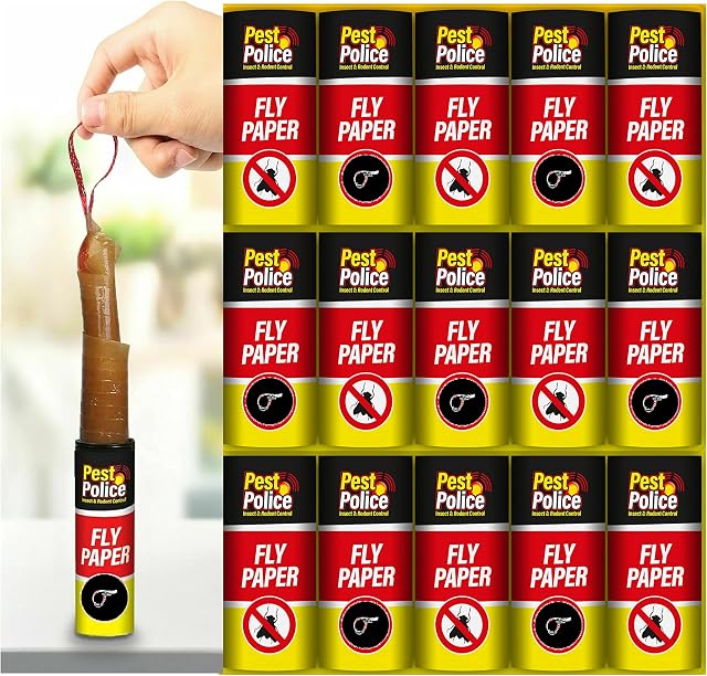 FERRIS | 16pk Fly Insect Catchers Sticky Yellow Glue Paper Trap for Catching Bugs Insects Fruit Flies Moths | Use Indoor & Outdoor in Greenhouses | Simply Pull Ribbon and Hang Eco-Friendly Fly Killer