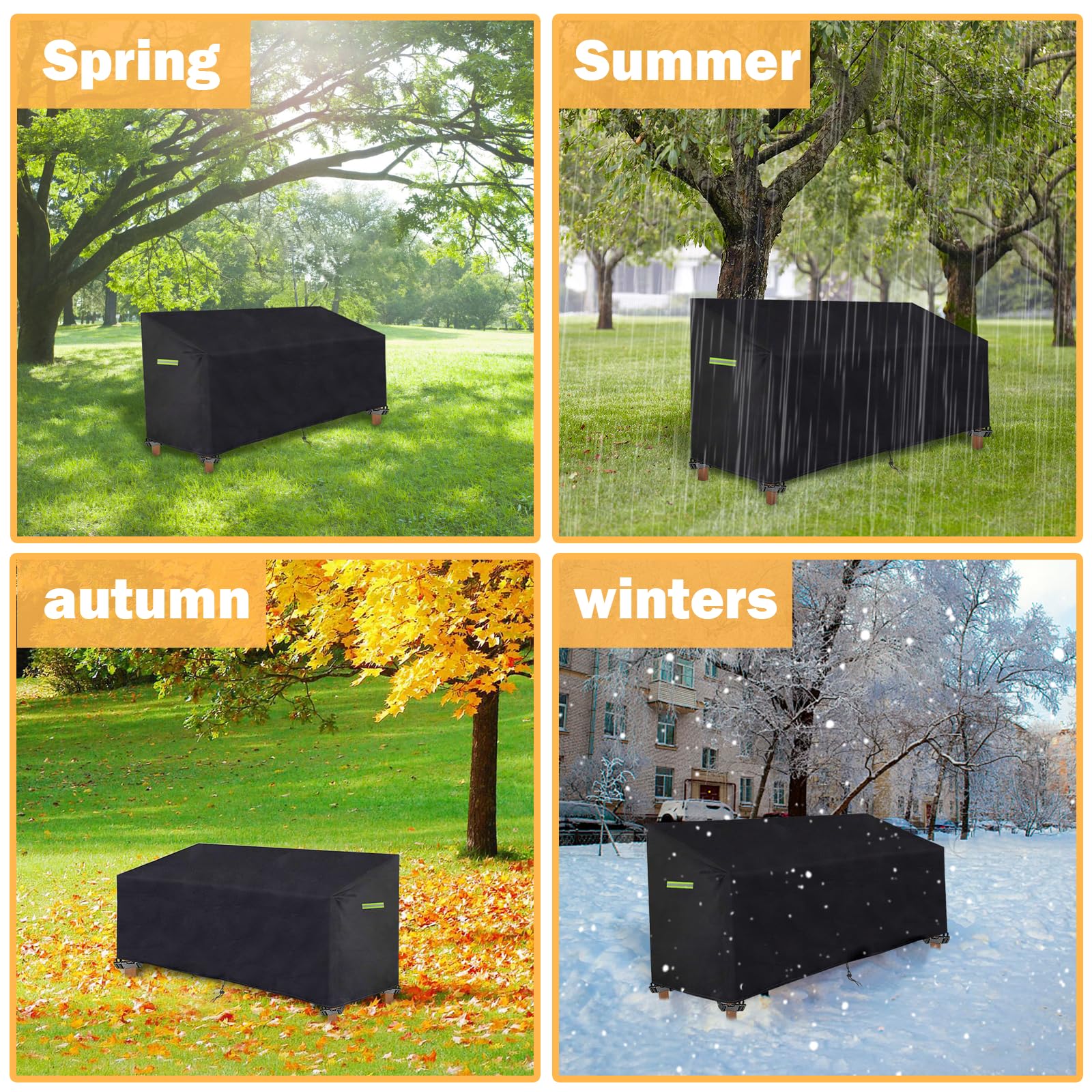 Funda para banco de jardín de 3 plazas, 165 x 67 x 65/91 cm, impermeable, resistente al viento, resistente a los rayos UV