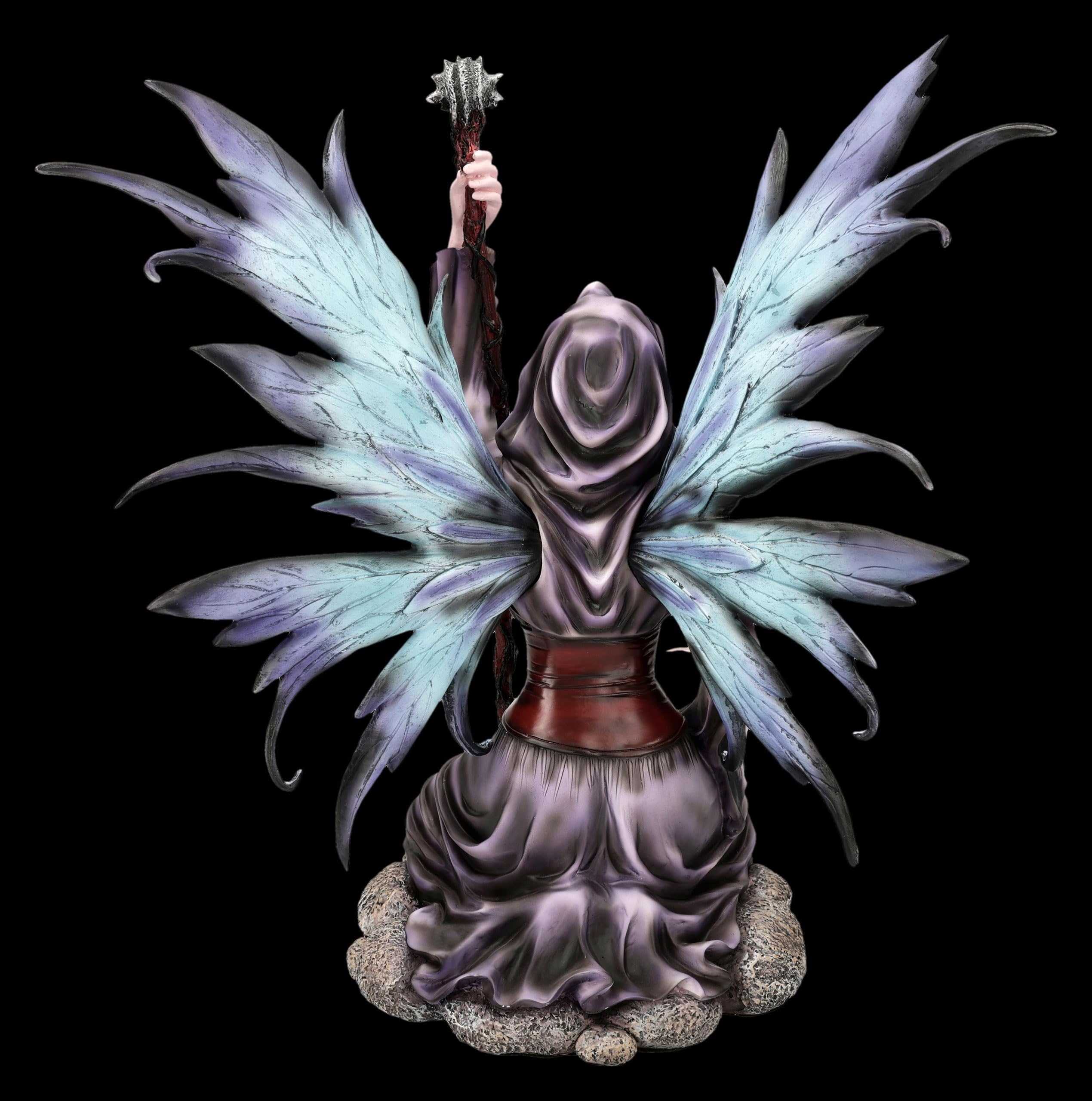 Figuren Shop GmbH Figura dell'elfo - Aeraluna, fata magica dell'aria, decorazione fantasy dipinta a mano (38,5 cm) - Tales of Aurelion Collection - Idea regalo per gli appassionati di magia dell'aria