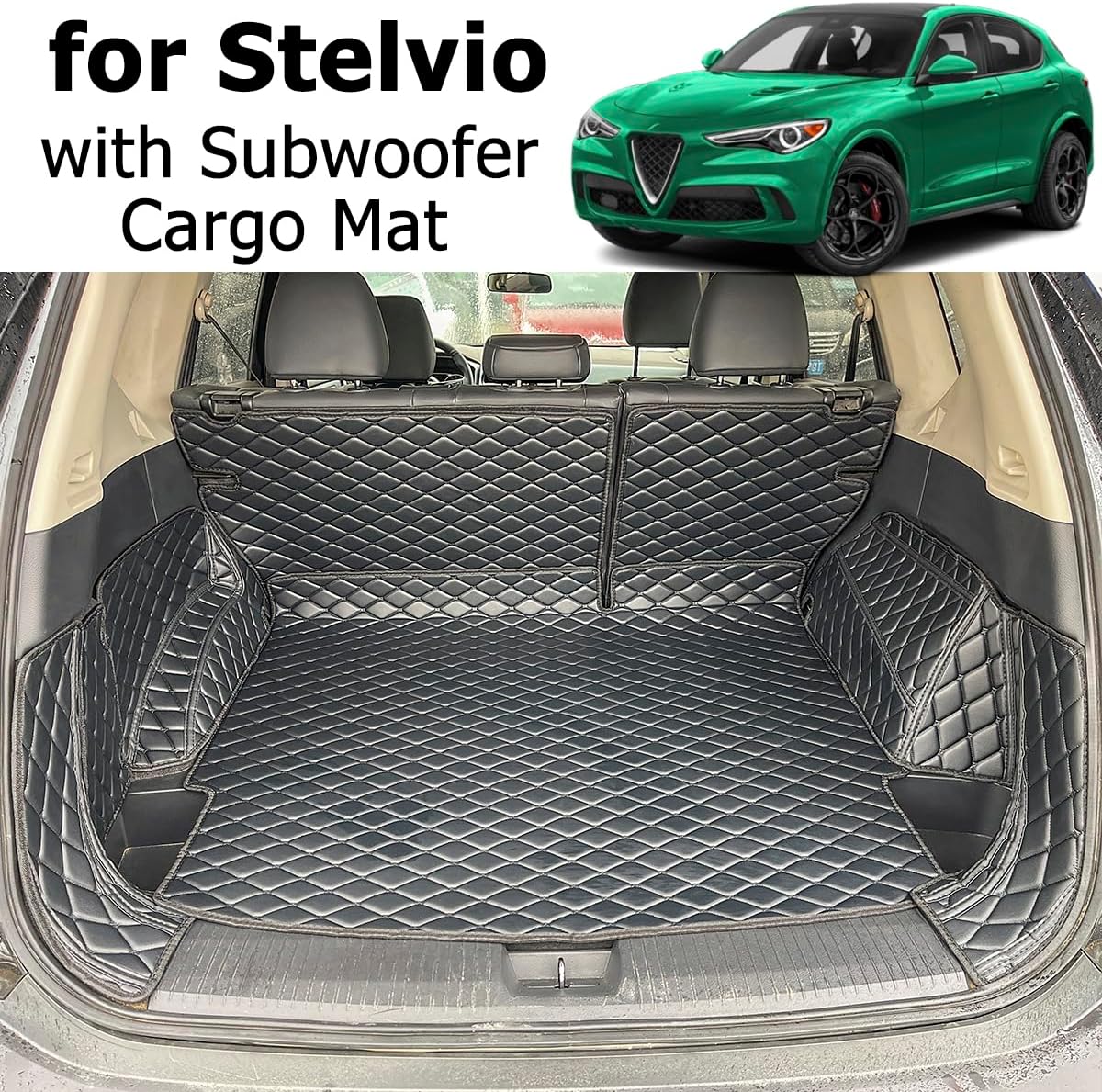 Cargo Mat for 2017-2026 Alfa Romeo Stelvio (with Subwoofer) Custom Fit Car Trunk Mat Cargo Liners All Weather Anti-Slip Accessories