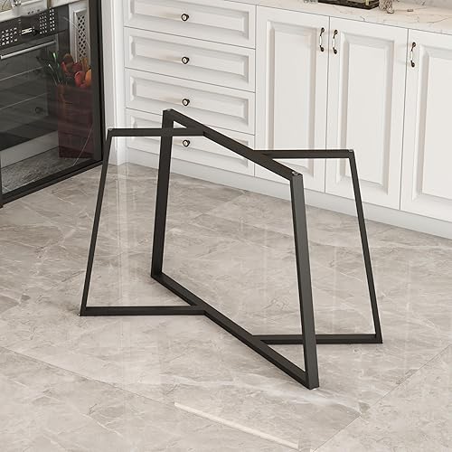 Miniatura 8 de MKOEIY Patas de metal para mesa de comedor de 28 pulgadas, base de escritorio geométrica para mesa, hierro fundido, patas de muebles resistentes