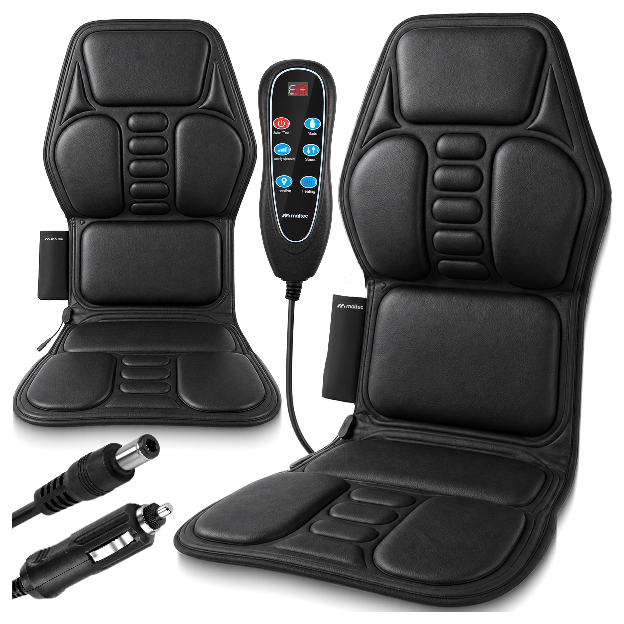 MalTec Vibrierende Massagematte für den Sessel mit Heizfunktion für das Auto