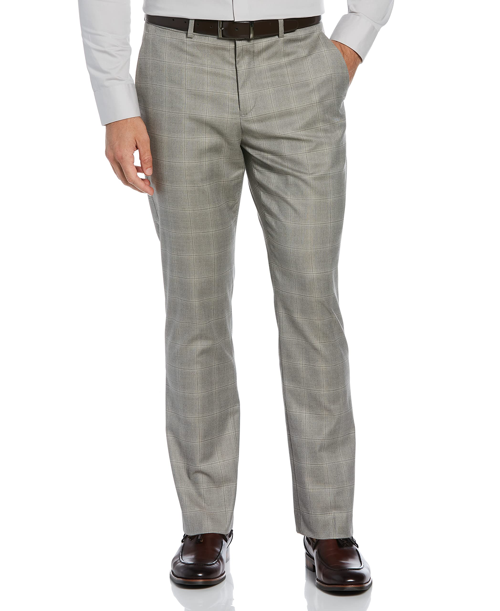 Perry EllisMen's Slim Fit Stretch Windowpane Suit Pant