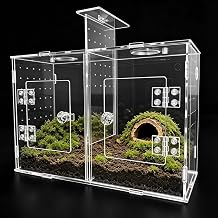 12x7.8x4.7 Inch Jumping Spider Enclosure Acrylic Terrarium with Magnetic Door Transparent Enclosure for Reptile Tarantula Jumping Spider Gecko Amphibians Chameleon