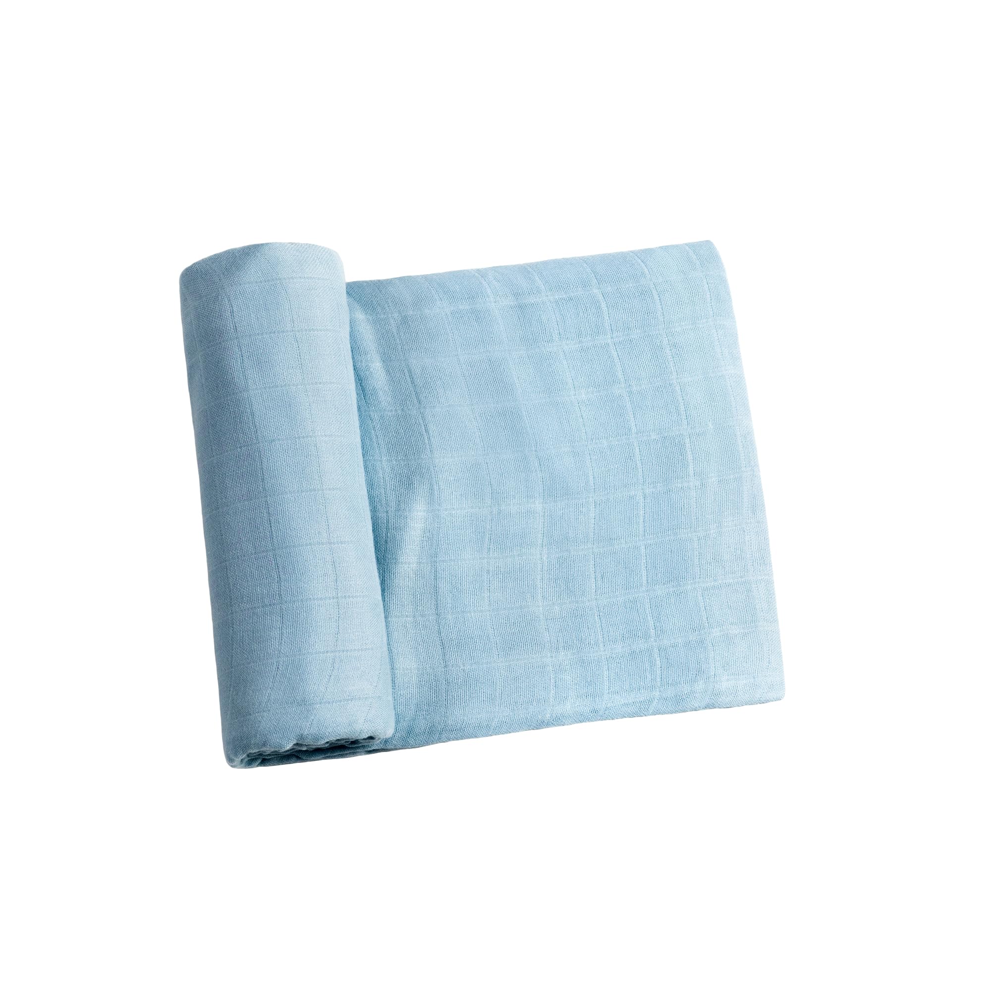 Meracorallo Muslin Swaddle Blanket, Rayon Cotton Blend, Sky Blue | Silky Soft, Lightweight Breathable, 47x47 In, Receiving Blanket, Swaddle Wrap for Baby Boys Girls