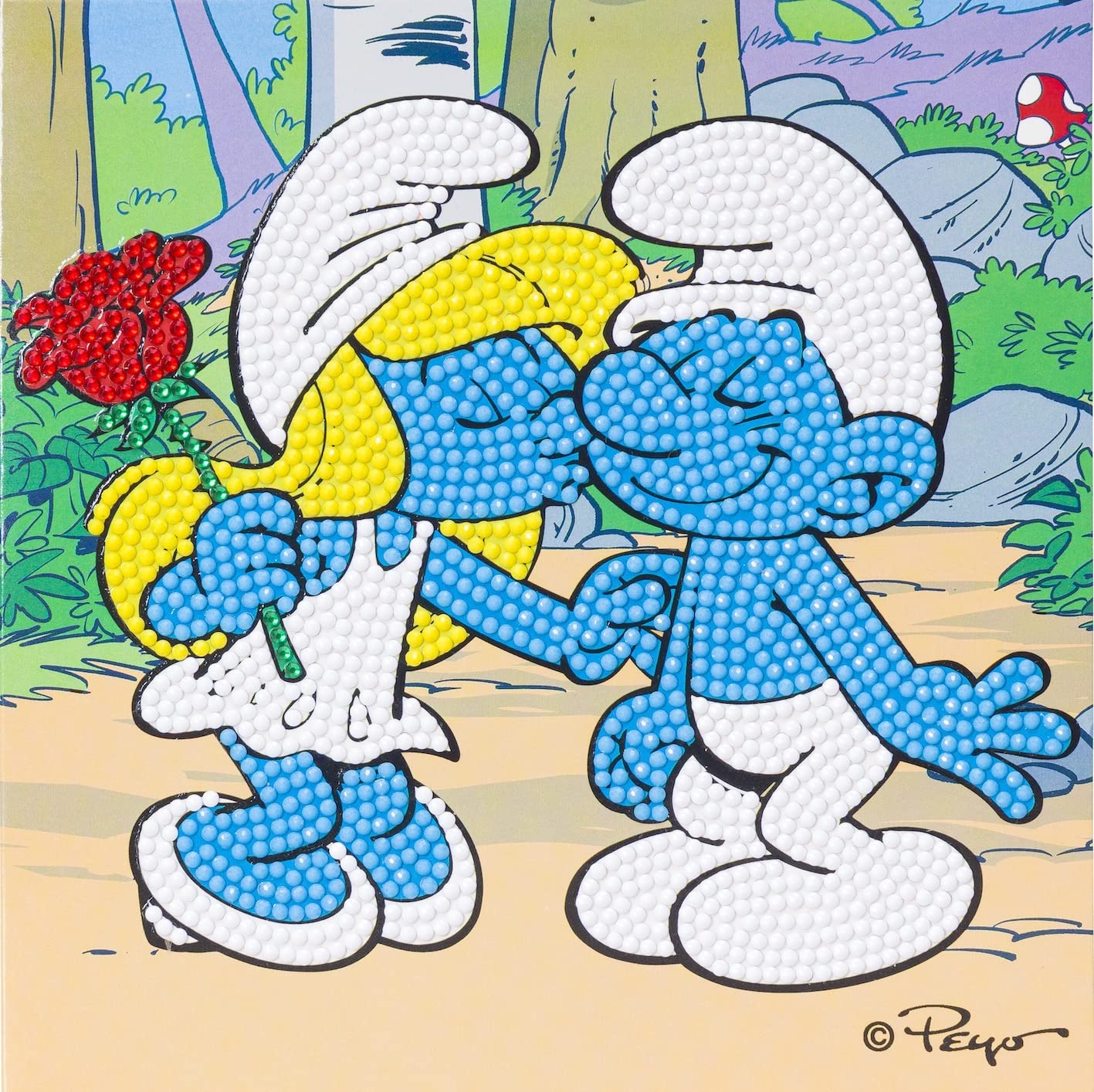 CRYSTAL ART CCK-SMRF504: Smurfette Kiss 18x18cm Card