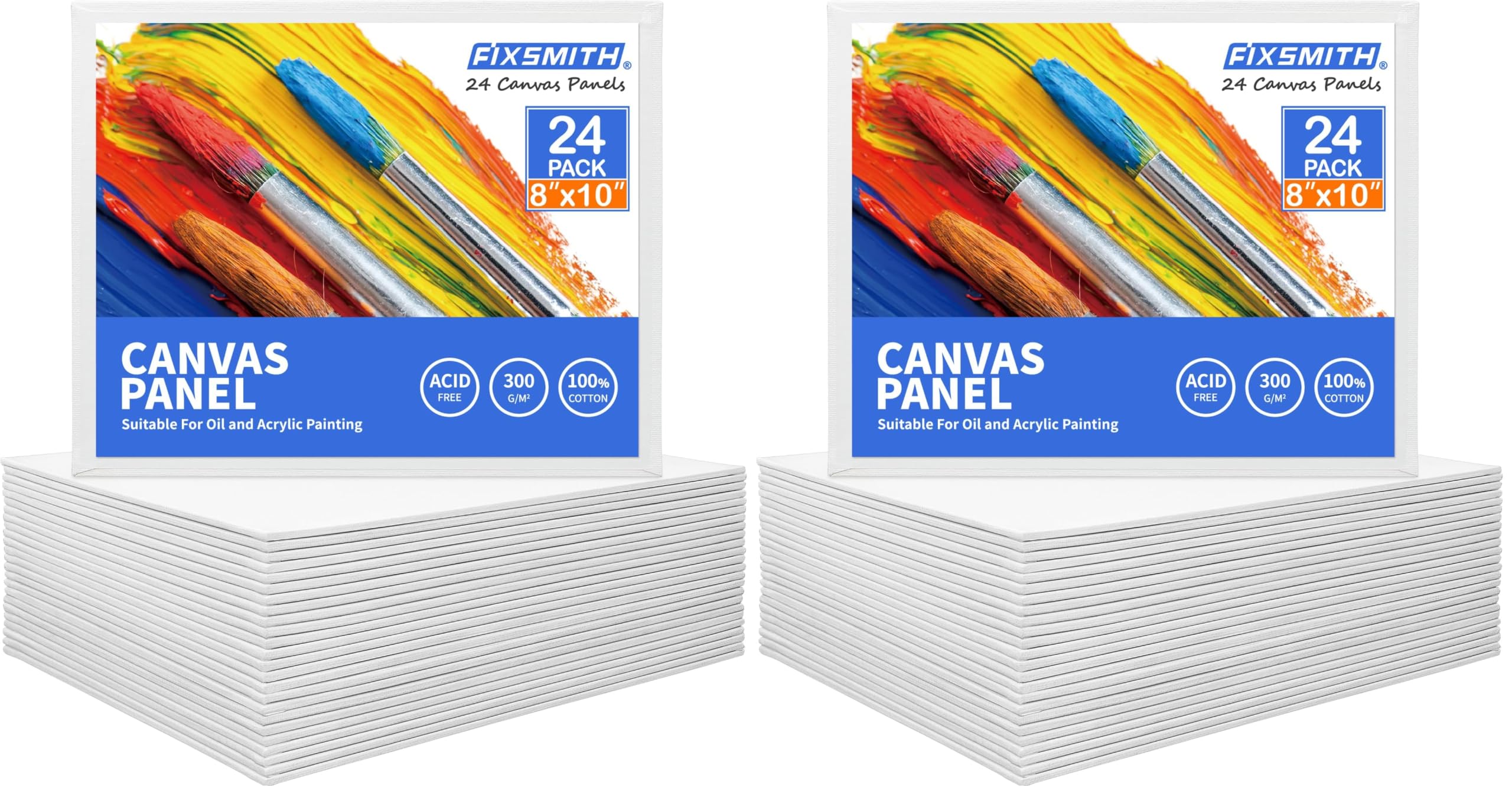 FIXSMITH Canvas Boards for Painting 8x10 Inch, Super Value 48 Pack Paint Canvases, White Blank Canvas Panels, 100% Cotton Primed, Painting Art Supplies