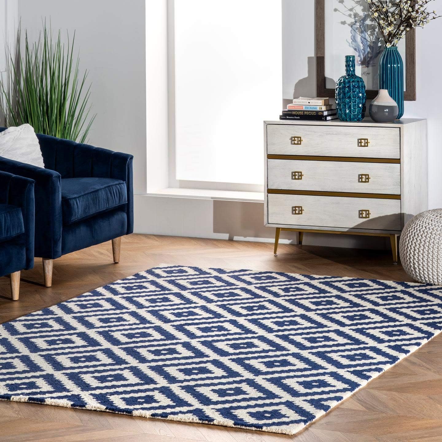 nuLOOM Kellee Hand Tufted Geometric Wool Area Rug, 6' x 9
