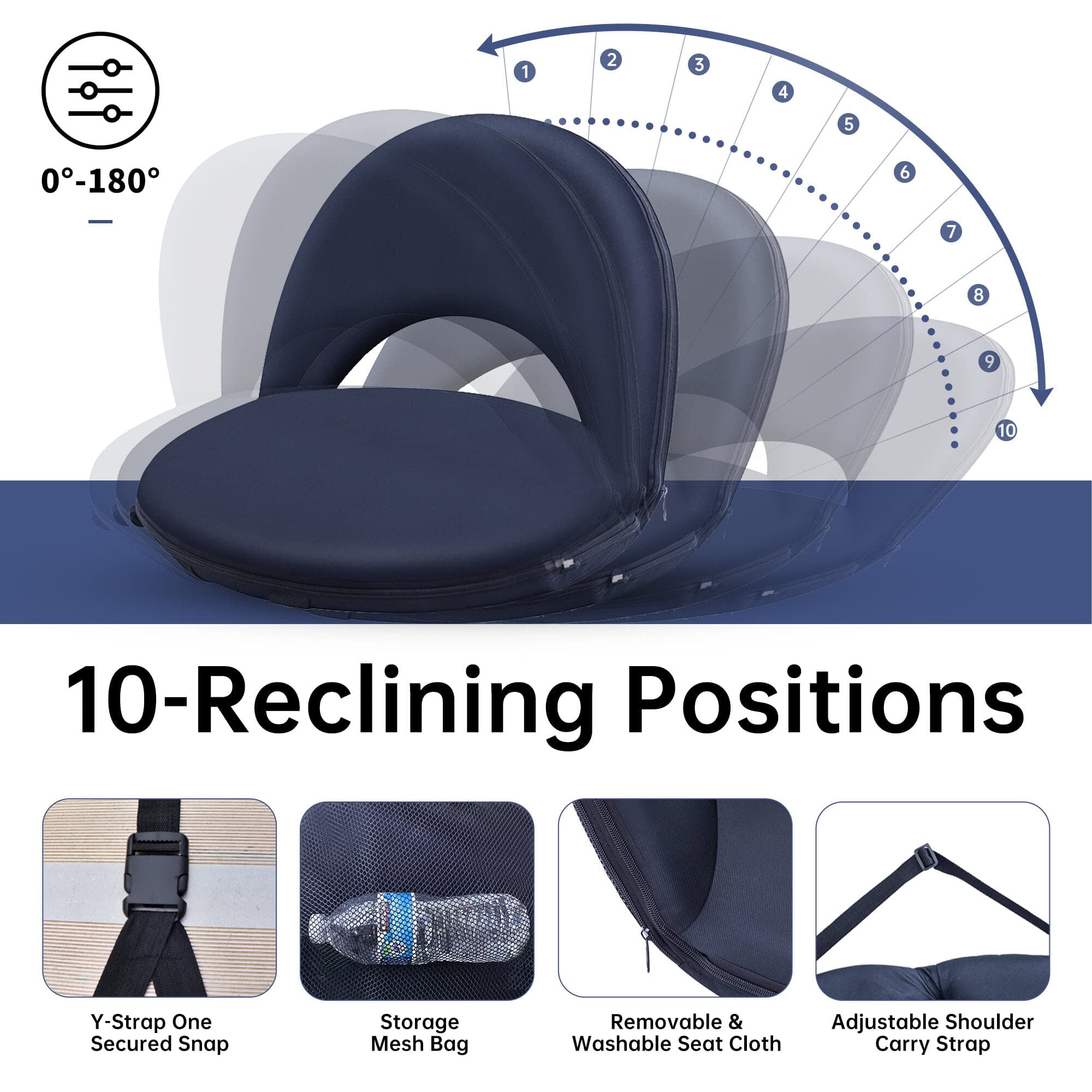 WGOS Stadium Seats, Stadium Seat with Back and Cushion, Bleacher Seats, Stadium Seat Cushion, Stadium Chairs, Stadium Seats for Bleachers (Dark Black, Set of 1)