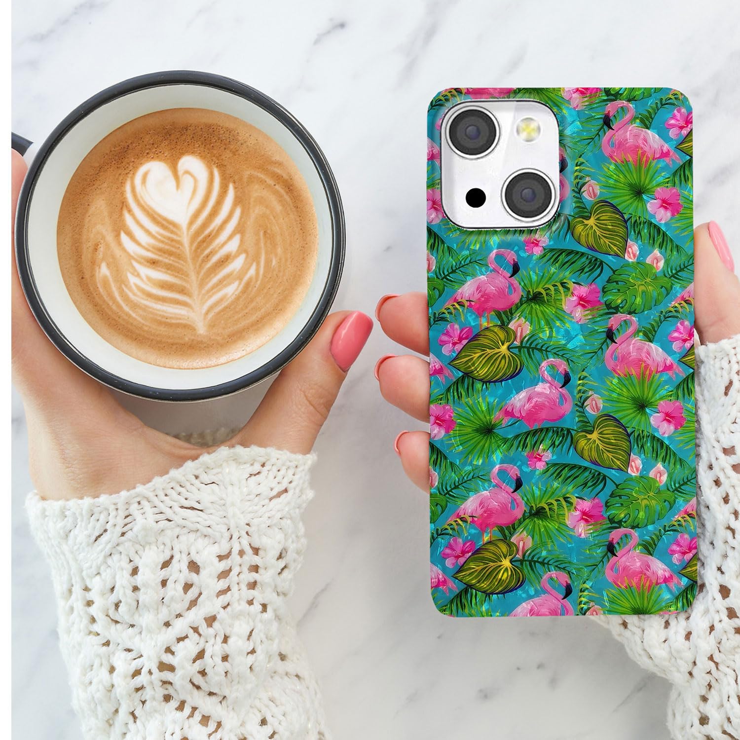 Funda para iPhone 15 para niñas y mujeres, con purpurina nacarada, brillante, suave, TPU, delgada, para iPhone 15 6.1, lindo animal elegante, flor, flamenco, floral, rosa