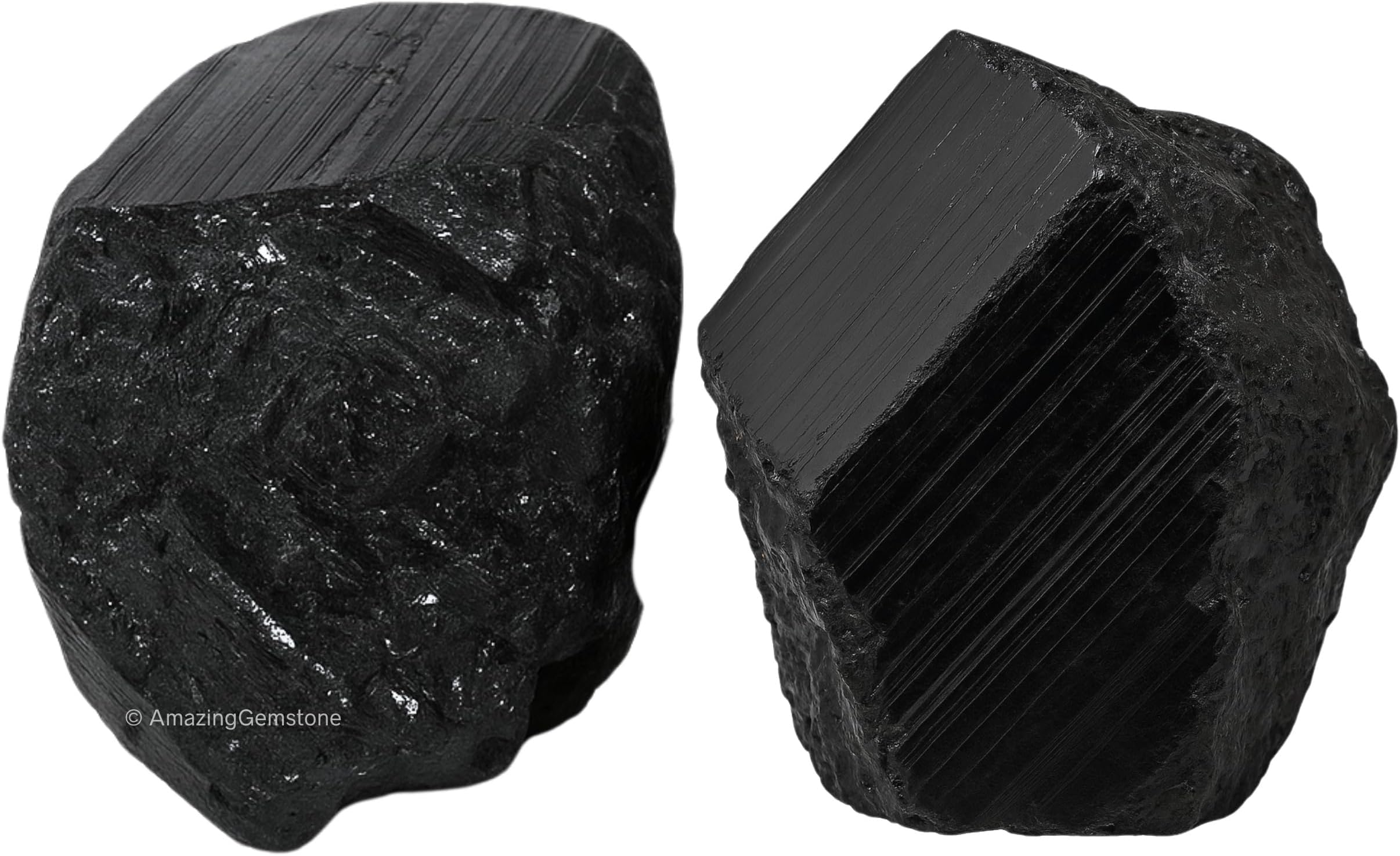 Amazing Gemstone 2 Pieces Black Tourmaline Raw Crystals and Healing Stones, Natural Rocks for Tumbling and DIY Raw Stones and Crystals