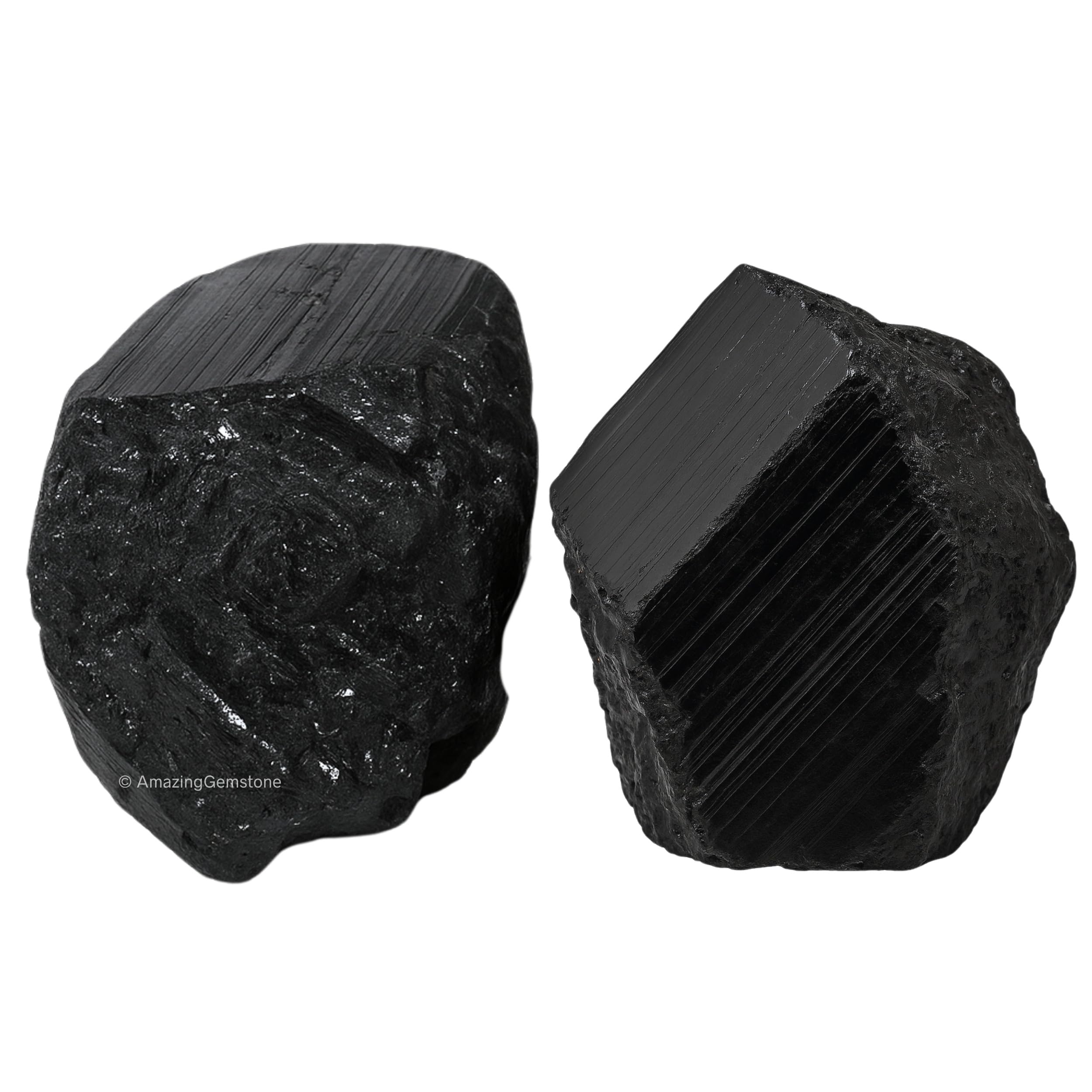Amazing Gemstone 2 Pieces Black Tourmaline Raw Crystals and Healing Stones, Natural Rocks for Tumbling and DIY Raw Stones and Crystals