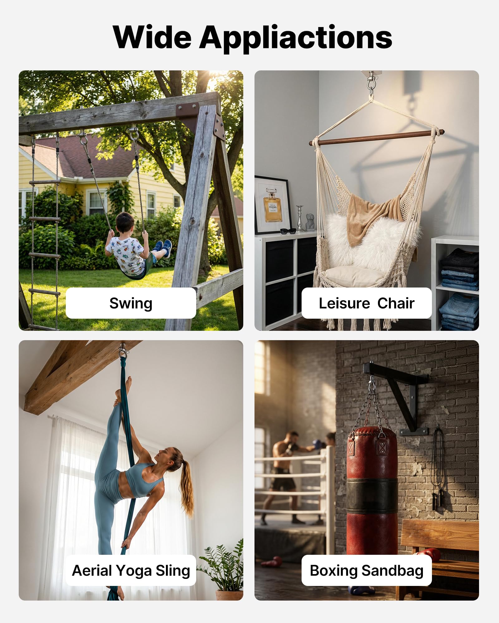 Kits de chaîne de chaise suspendue en acier inoxydable crochets de