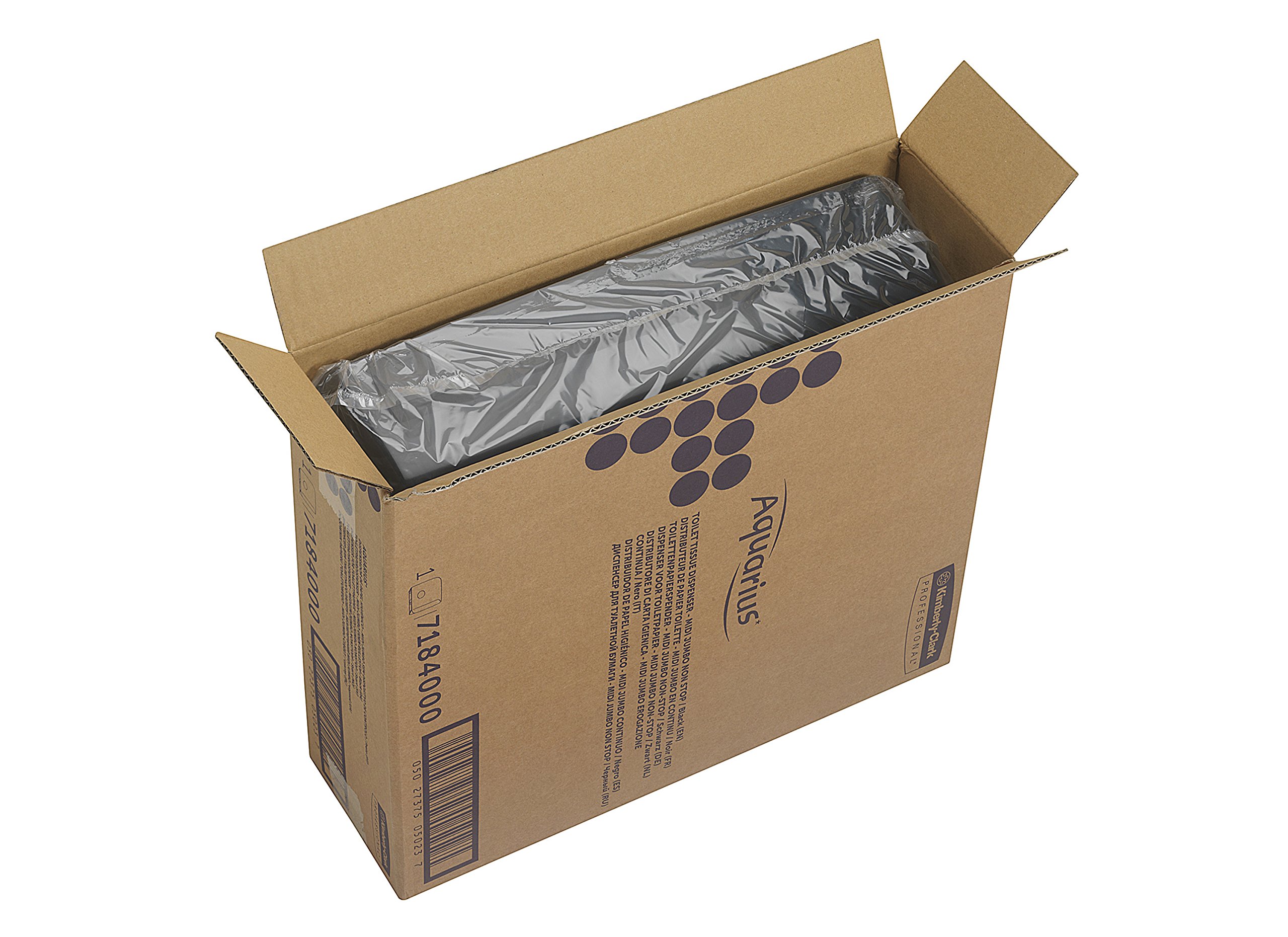 Aquarius, 7184, dispensador de papel higiénico plegado, Jumbo Non-Stop, negro, 1 x 1 dispensador