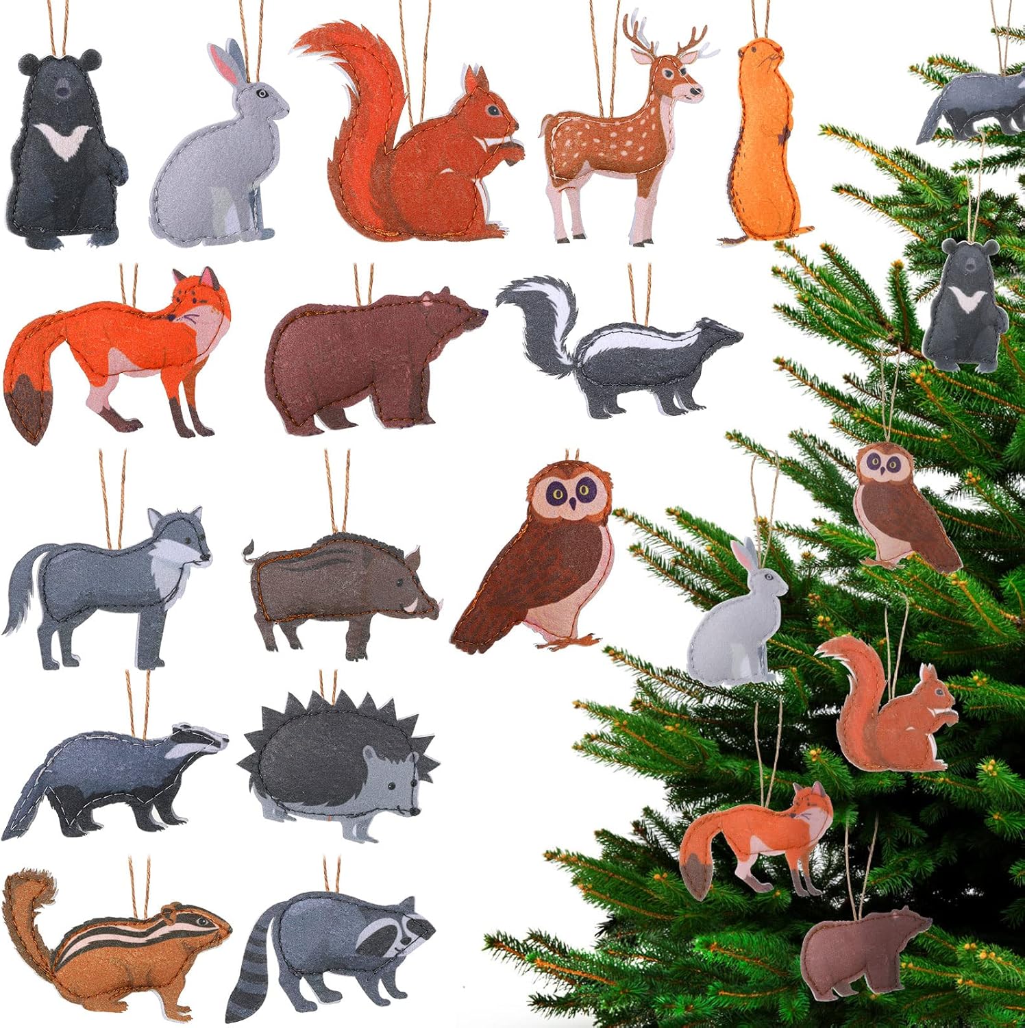 15 Pieces Christmas Woodland Animal Ornaments Forest