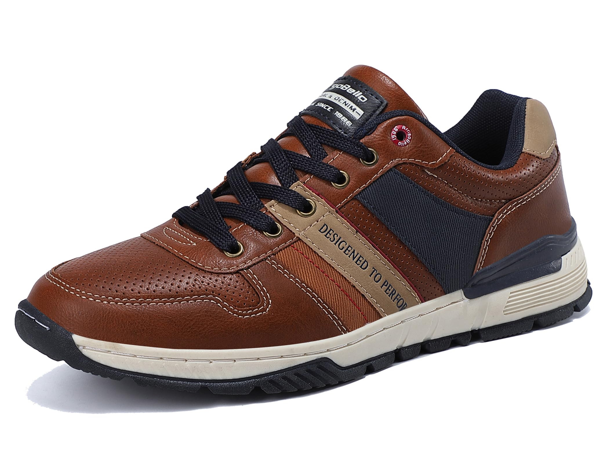 Arrigo Bello Shoes for Men Casual sneakers Low Top Comfortable Trainers Fashion Footwear Business Shoe Size 41-46 C Brown 44 EU