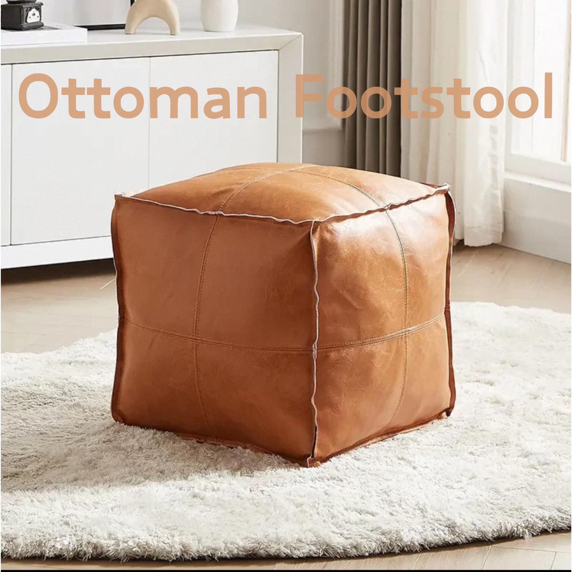 Ottoman Footstool Bean Bag Ottoman Stuffed Animal Storage Bean Bag Leather Bean Bag Chair (No Filler)