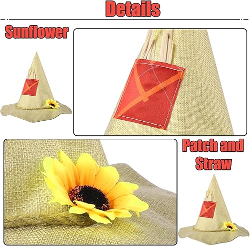 Miniatura 3 de Sombrero de espantapájaros sombrero de espantapájaros sombrero de fieltro espantapájaros accesorio para disfraz de Halloween, fiesta de cosplay