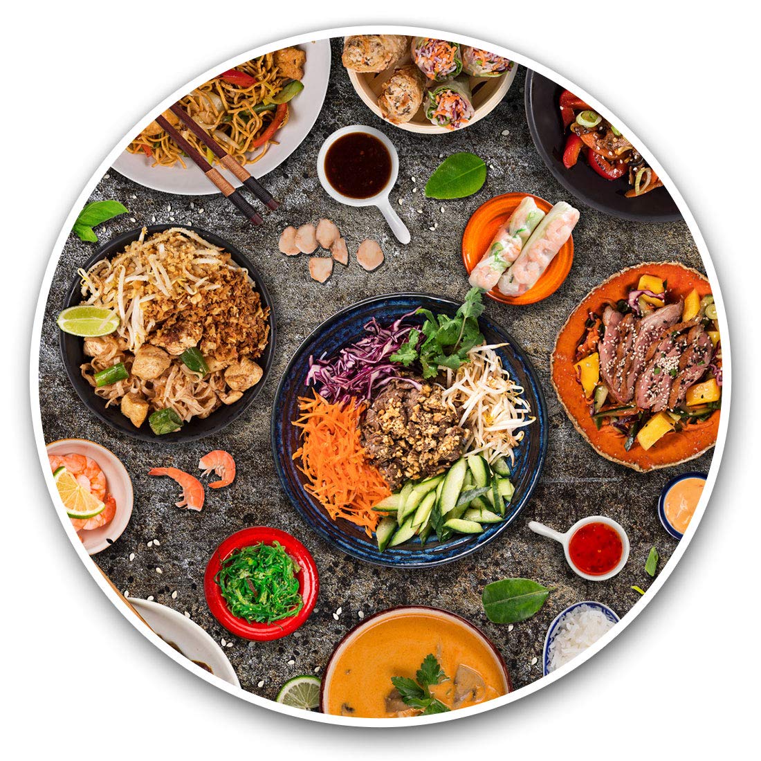 Destination Vinyl Ltd Tasty Thai Food Chef Travel 2658 Vinyl Stickers (Set Of 2) 25Cm - Tasty Thai Food Chef Travel #2658