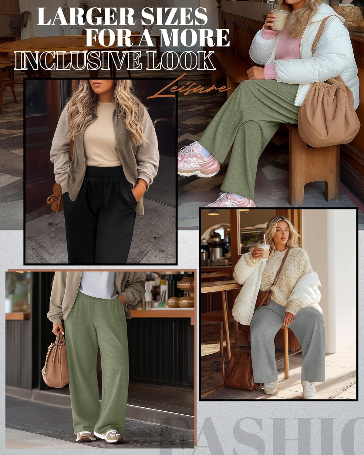 Neer 3 Pack Women Plus Size Wide Leg Yoga Pants High Waist Sweatpants Plus Size Palazzo Pants Lounge with Pockets - Image 3