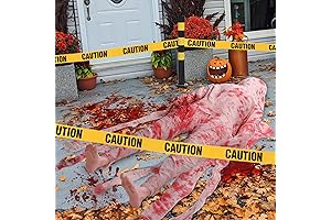 5.4 FT Halloween Dead Bodies Decorations Corpse with Caution Tape The Grave Victim Prop