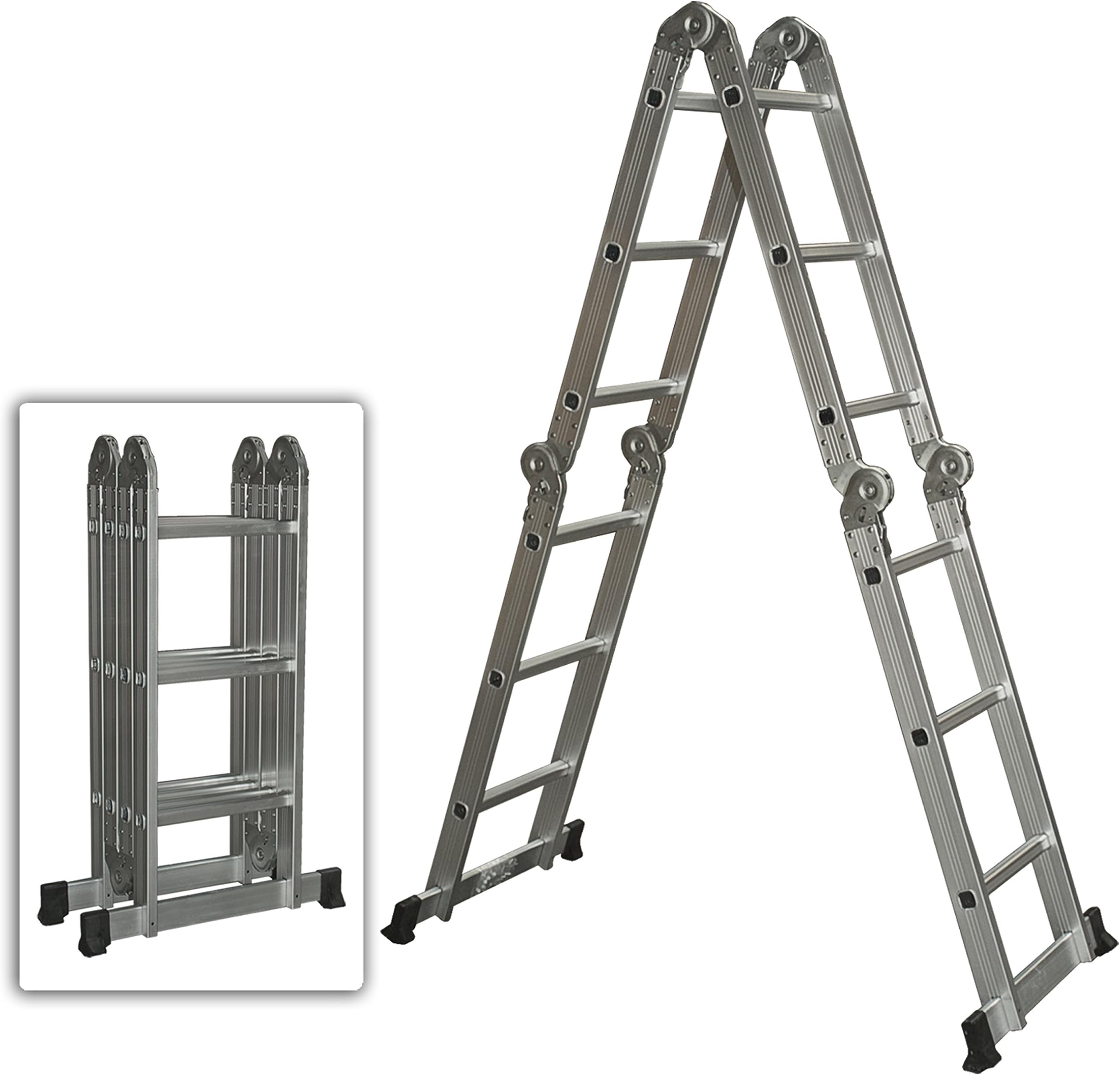 Best Choice Products Multi Purpose Aluminum Ladder Folding Step Ladder Extendable Heavy Duty