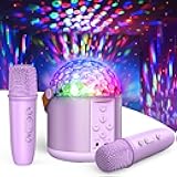 Karaoke Machine with Disco LED Lights for Adults Kids, Portable Bluetooth Speaker with 2 Wireless Microphone, Christmas Birthday Gifts Toys for 3-12+ Kids Family Home Party Stocking Stuffers