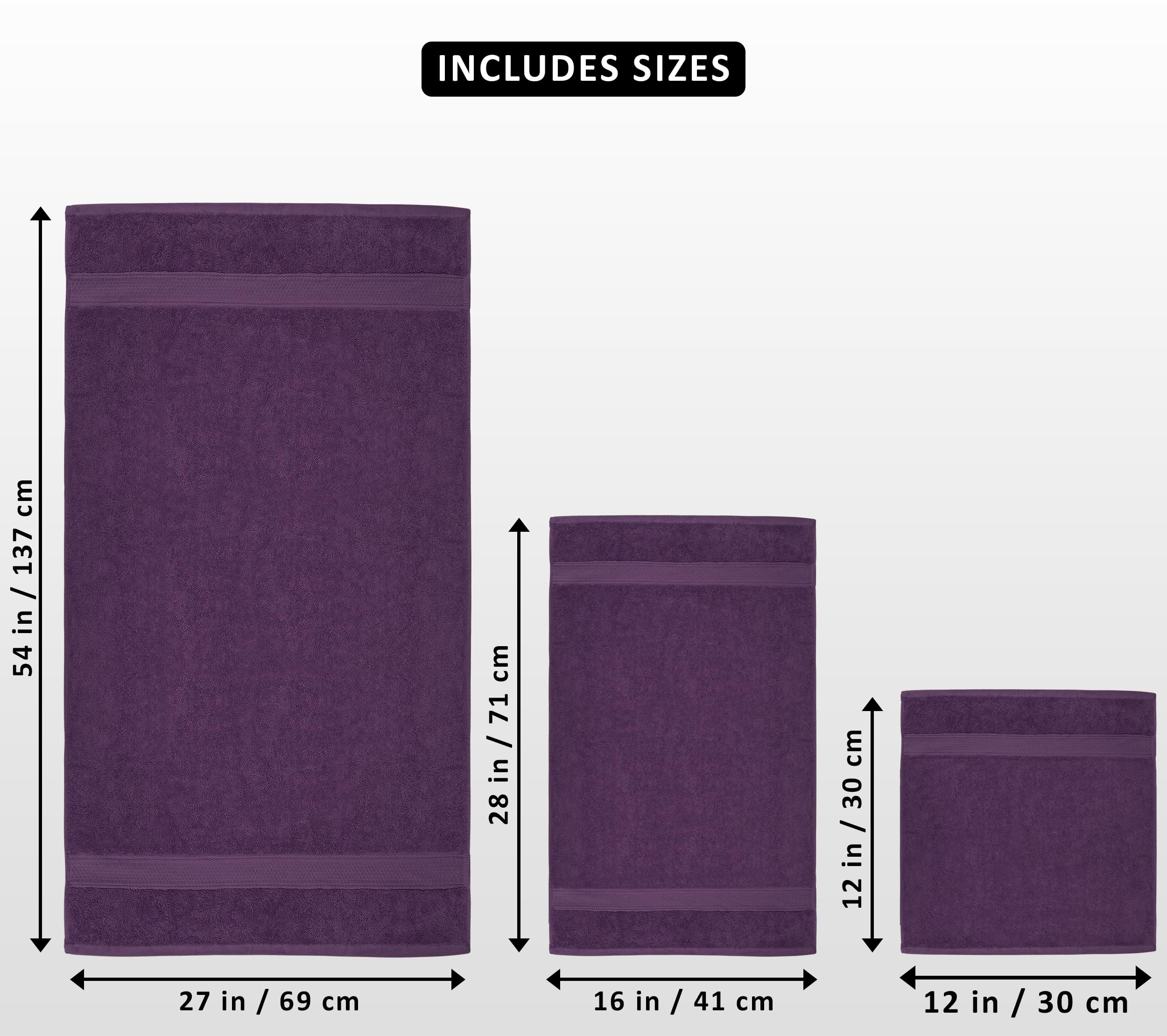 Utopia Towels, Set di Asciugamani da 8 Pezzi, 2 Asciugamani da Bagno, 2 Asciugamani a Mano e 4 Panni da Lavare, Altamente Assorbente per Bagno, Palestra, Hotel e Spa (Prugna)