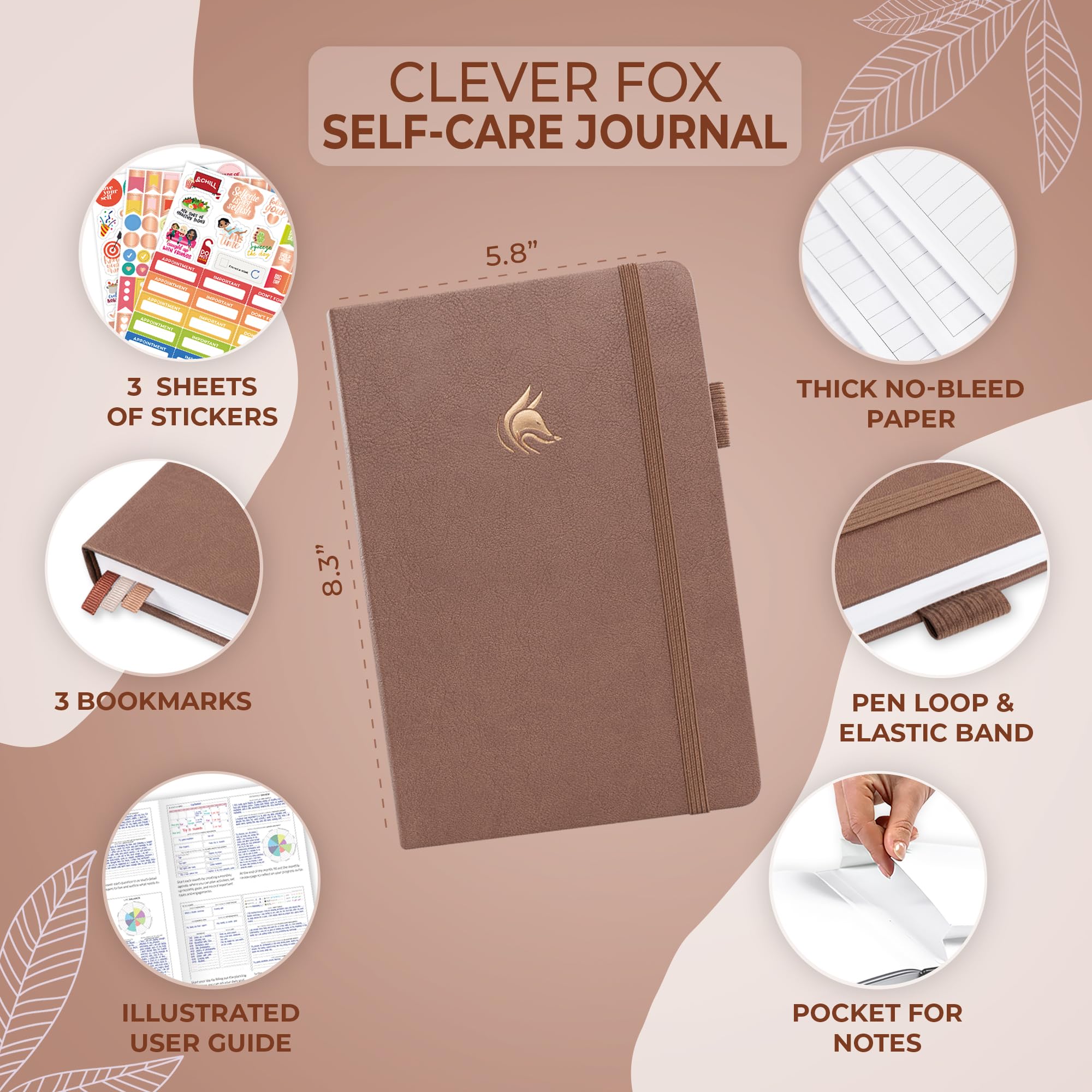 Snapklik.com : Clever Fox Self-Care Journal Daily Reflection Notebook ...