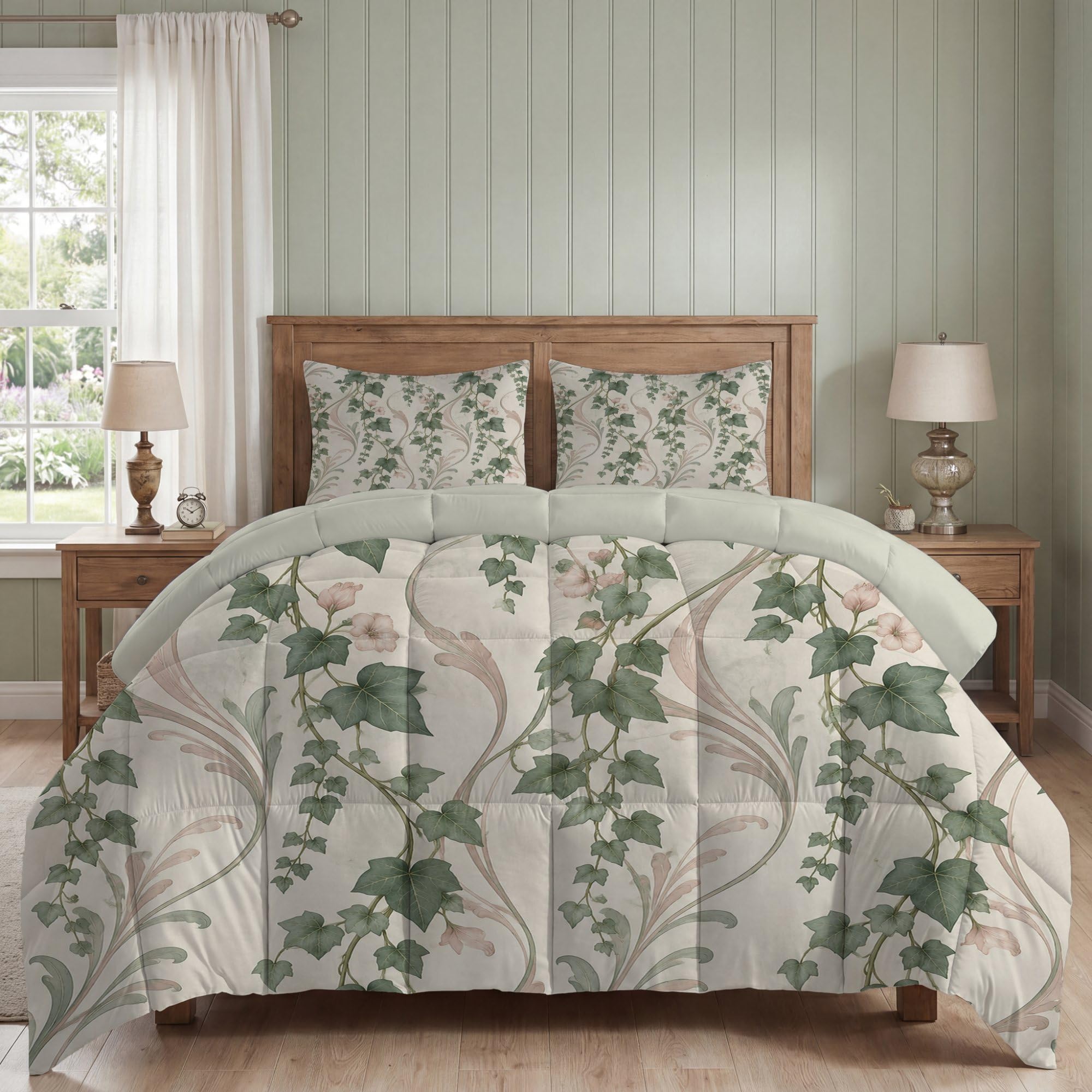 Couette 4 Saisons Pastorale, Lierre et Fleurs, 220x240（65x65x2）